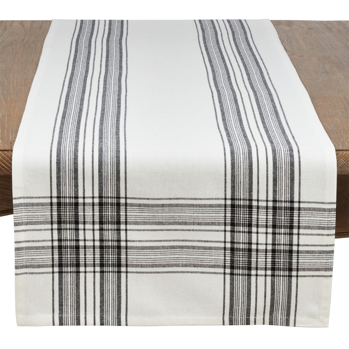 Everyday / All Season Black Plaid Table Runner, 100% cotton