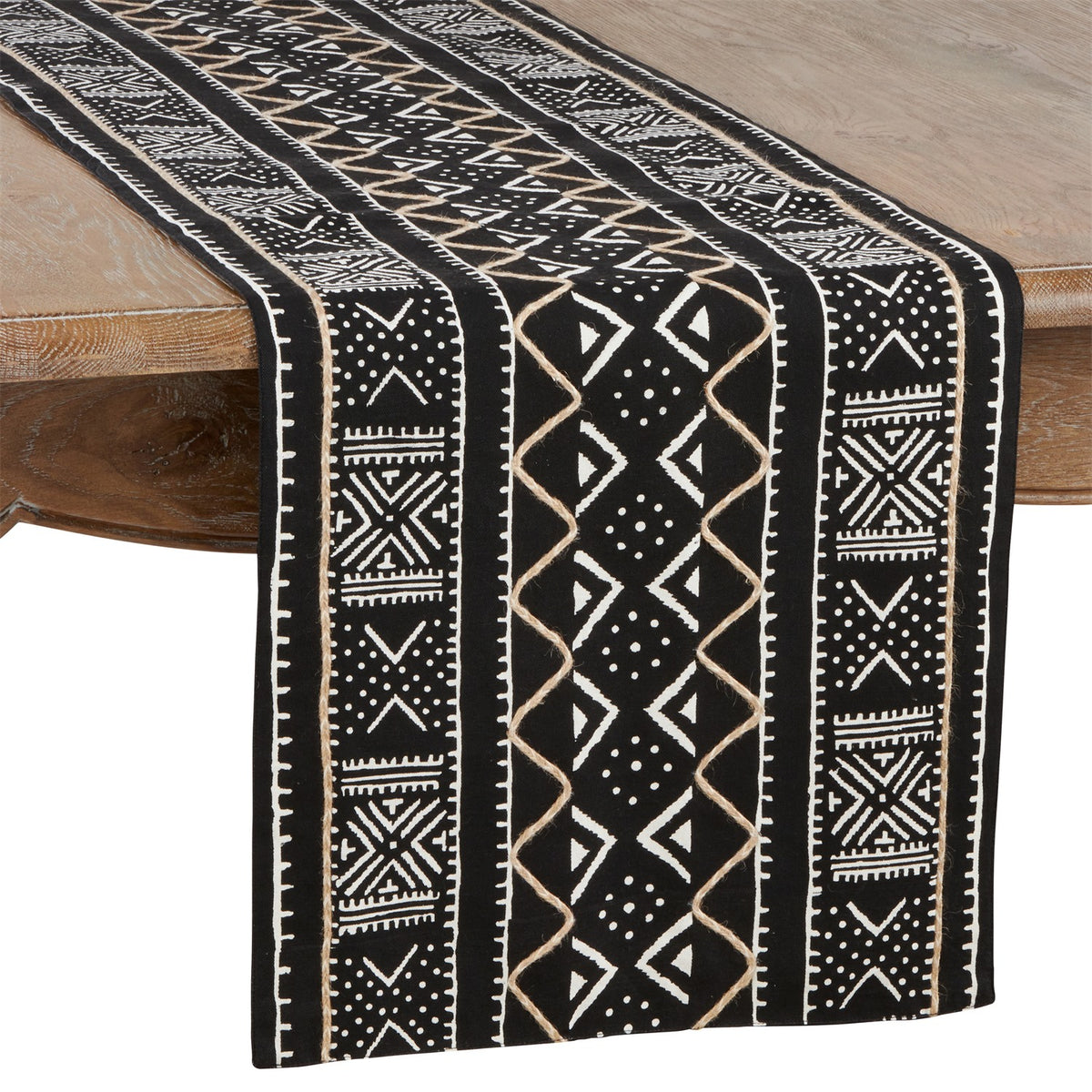 Everyday / All Season Black Mud cloth Table Runner, 100% cotton