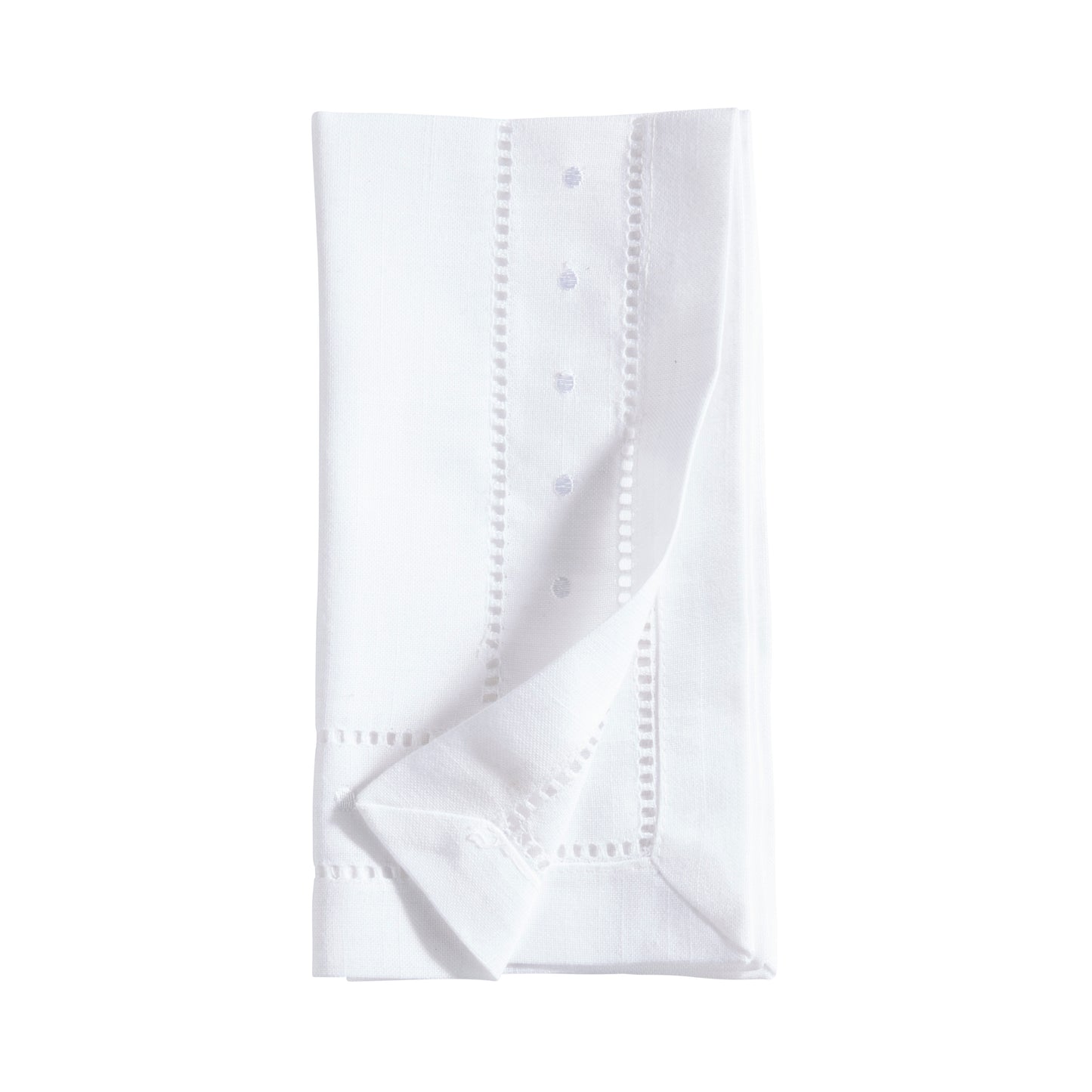 White Embr. and Hemstitch Tea Napkins 100% Polyester, 12 Inch Square (12 pcs.)