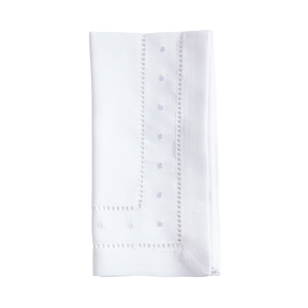 White Embr. and Hemstitch Dinner Napkins 100% Polyester, 22 Inch Square (12 pcs.)