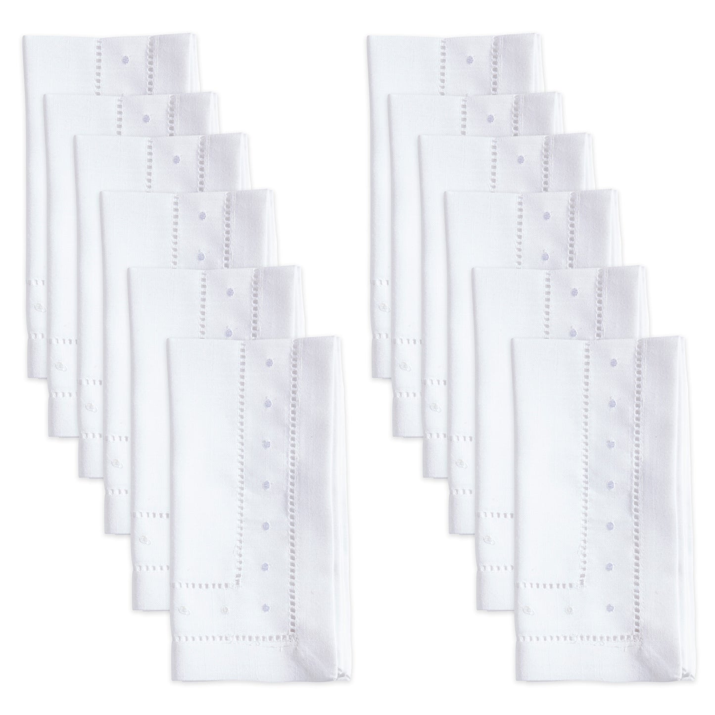 White Embr. and Hemstitch Dinner Napkins 100% Polyester, 22 Inch Square (12 pcs.)