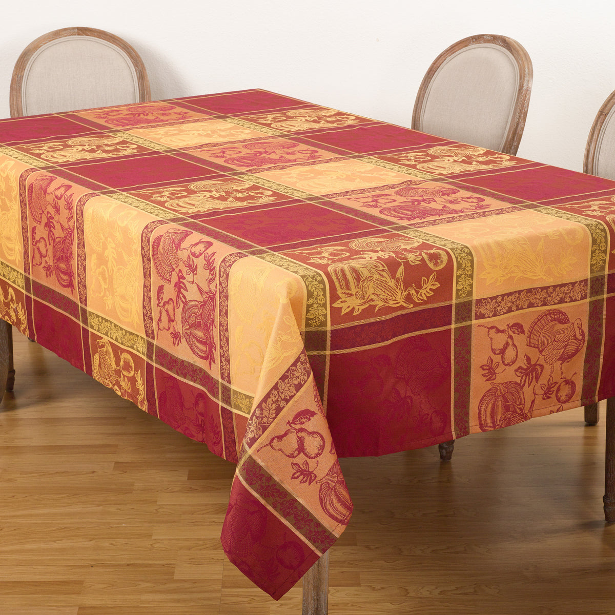 Multi Jacquard Design Thanksgiving Tablecloth 53% polyester - 47% cotton