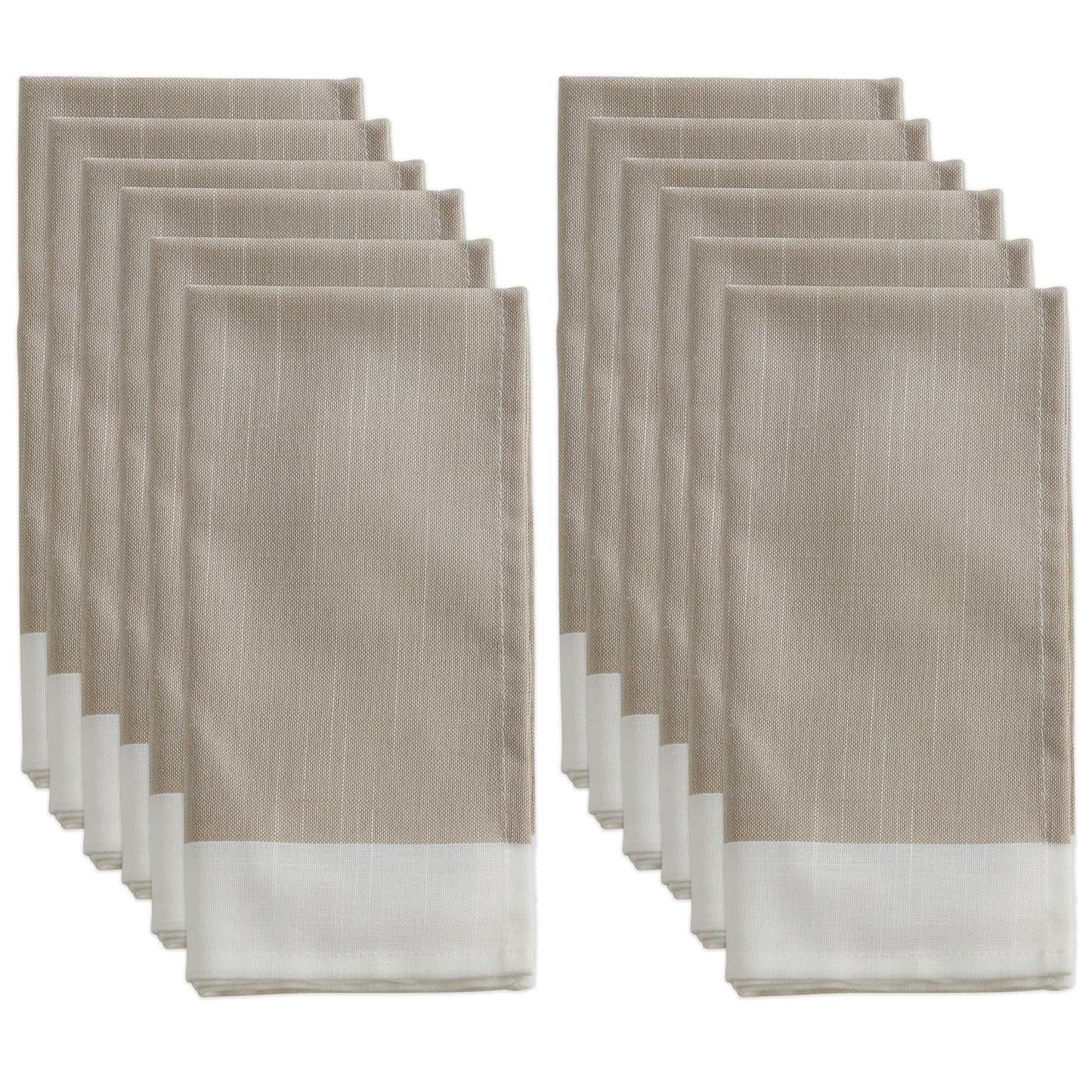 Natural Banded Border Napkins 100% polyester, 20 Inch Square (12 pcs.)
