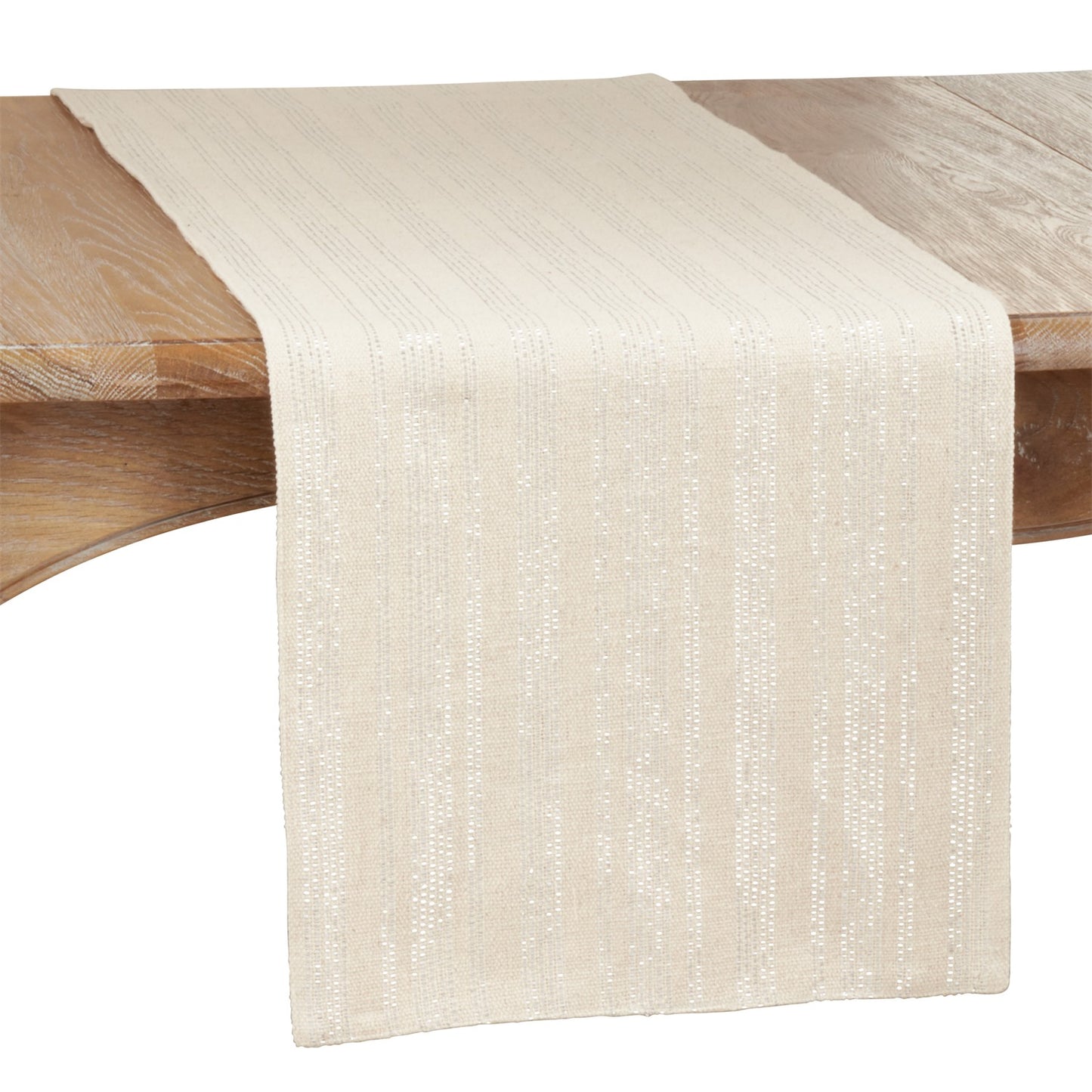Everyday / All Season Natural Beige Shimmer Line Table Runner, 100% cotton