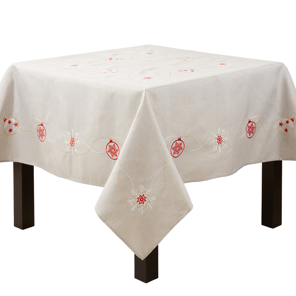 Silver Embroidered Ornaments Tablecloth 100% polyester