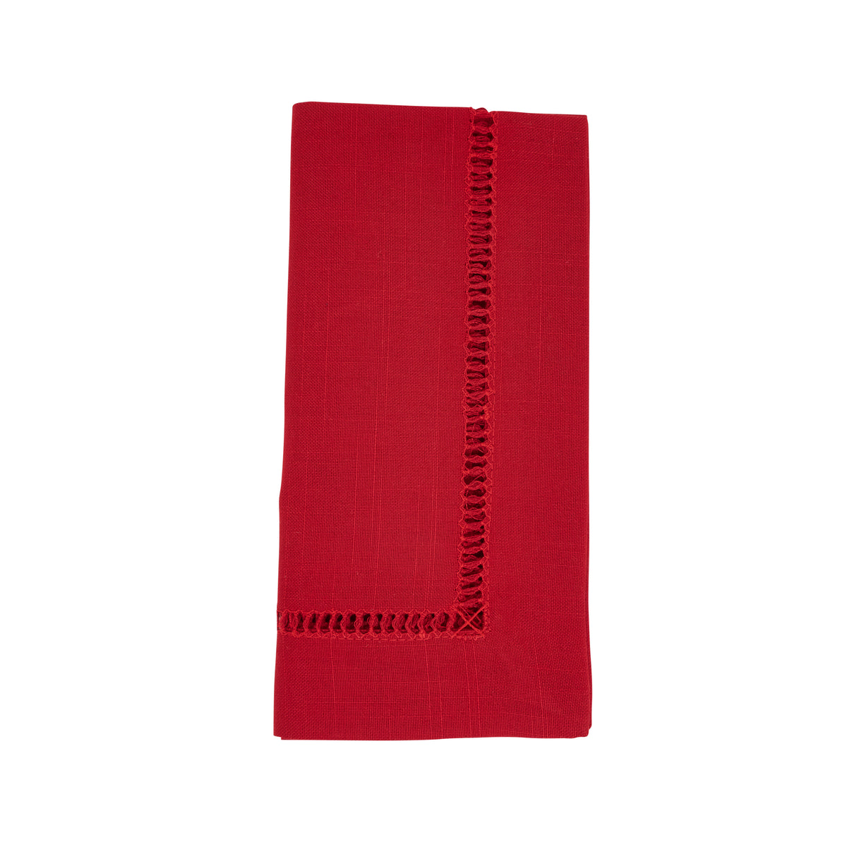 Red Toscana Hemstitch Dinner Napkins 100% polyester, 20 Inch Square (4 pcs.)