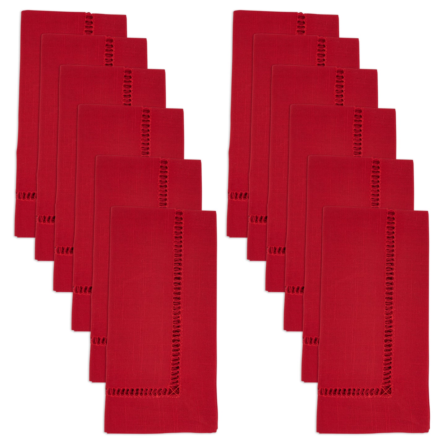 Red Toscana Hemstitch Dinner Napkins 100% polyester, 20 Inch Square (4 pcs.)