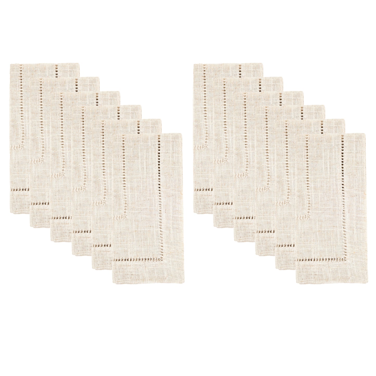 Natural Toscana Double Hemstitched Napkins 80% polyester - 20% linen, 20 Inch Square (12 pcs.)