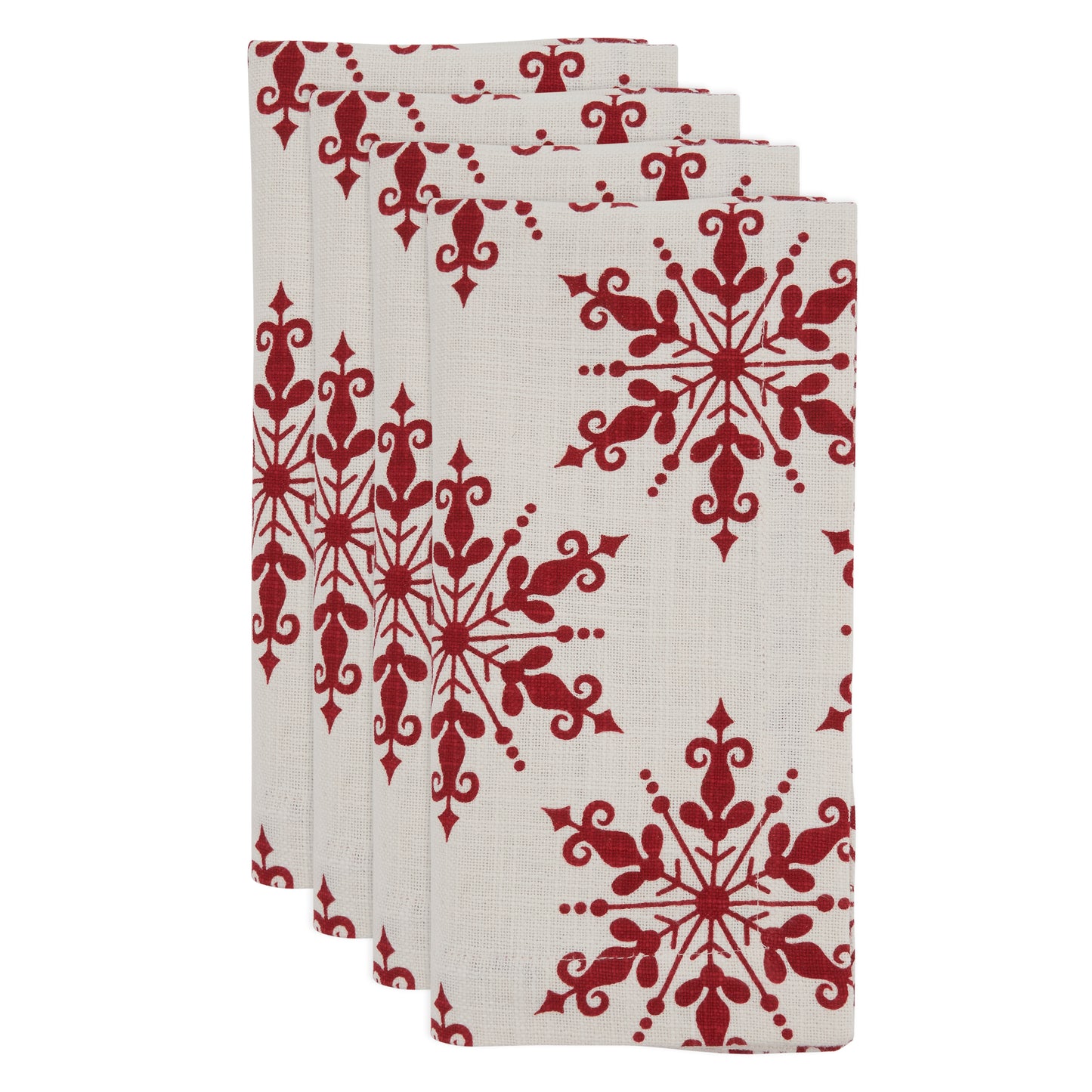 Red Snowflake Napkins 100% cotton, 20 Inch Square (4 pcs.)