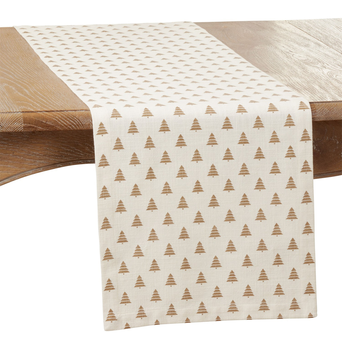 Christmas Gold Christmas Trees Table Runner, 100% cotton
