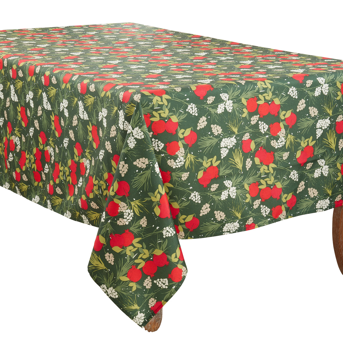 Red/Green Holiday Pomegranate Tablecloth 100% Polyester