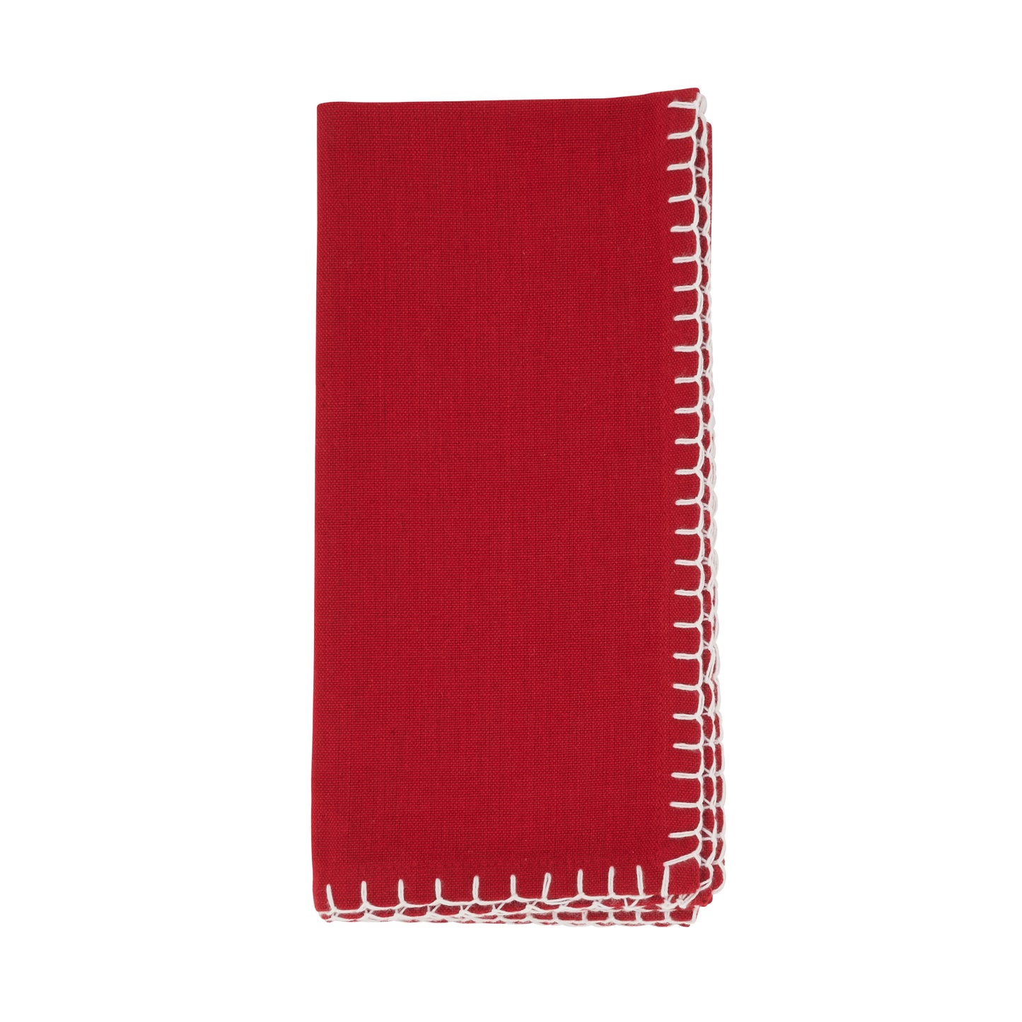 Red Whip Stitched Design Napkins 100% cotton, 20 Inch Square (4 pcs.)