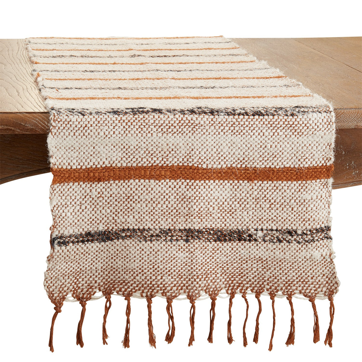 Everyday / All Season Rust Striped Table Runner, 100% cotton