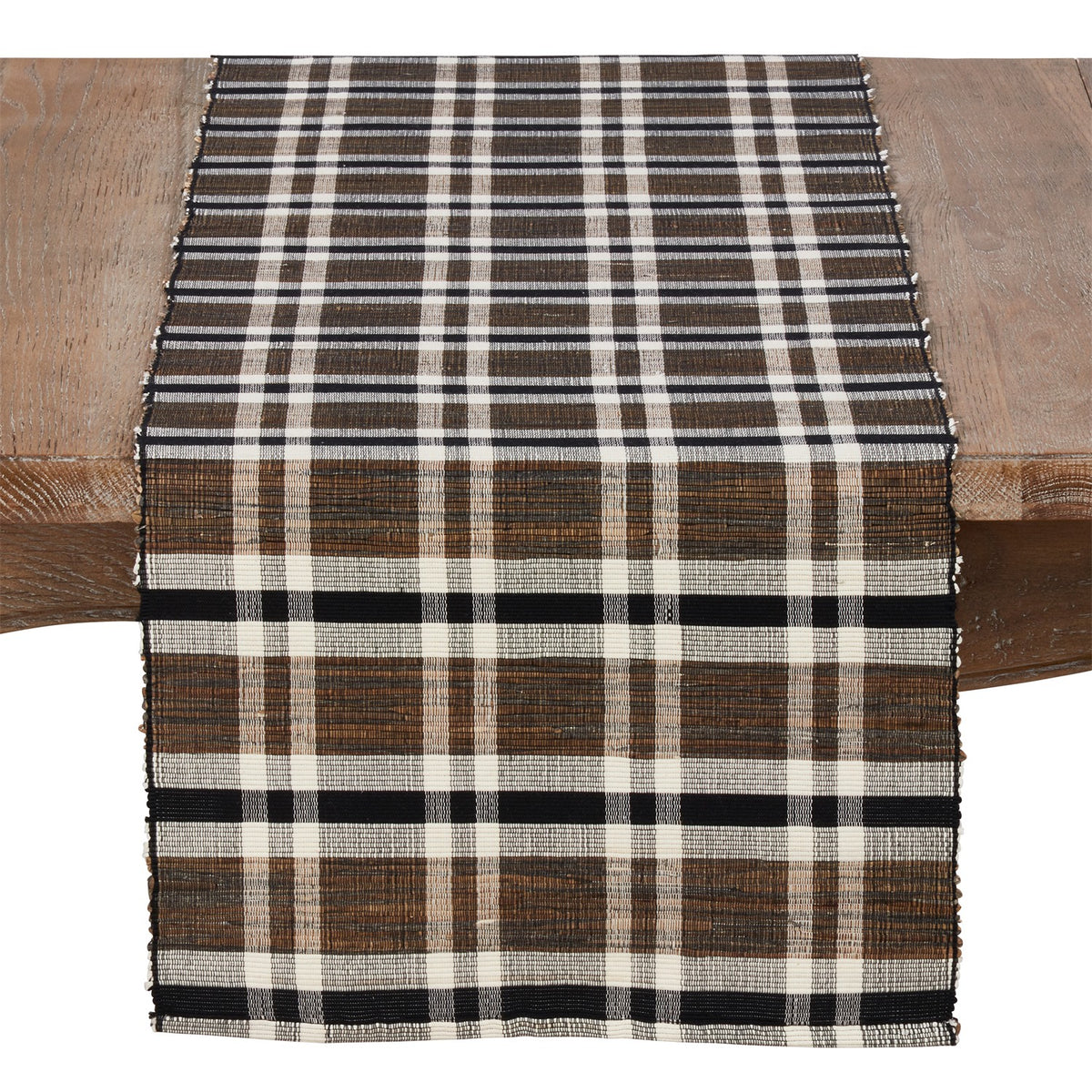 Everyday / All Season Natural Beige Plaid Woven Water Hyacinth Table Runner, 100% water hyacinth