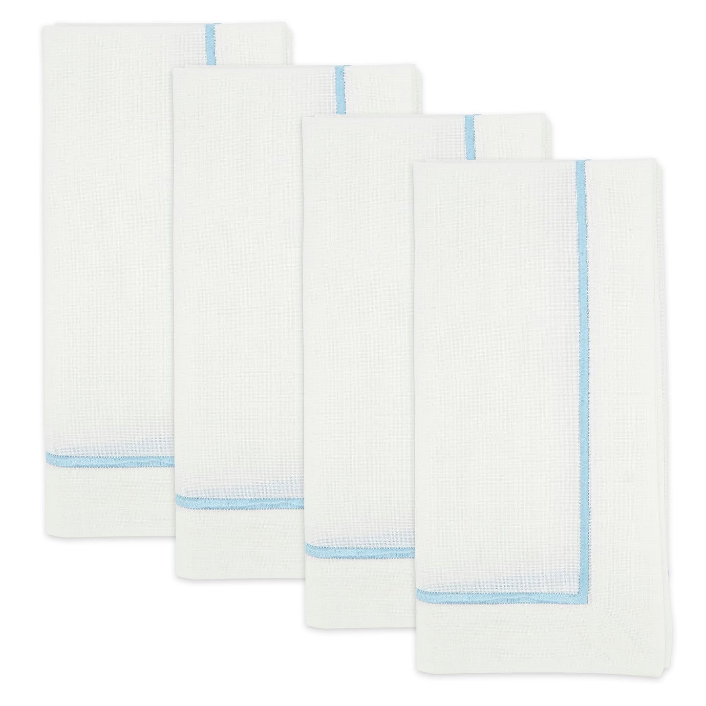 Aqua Embroidered Line Design Napkins 100% Polyester, 20 Inch Square (4 pcs.)