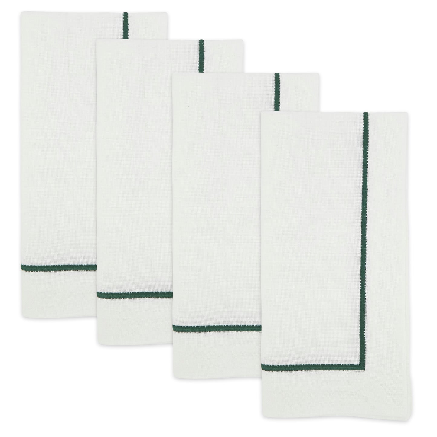 Jasper Green Embroidered Line Design Napkins 100% Polyester, 20 Inch Square (4 pcs.)