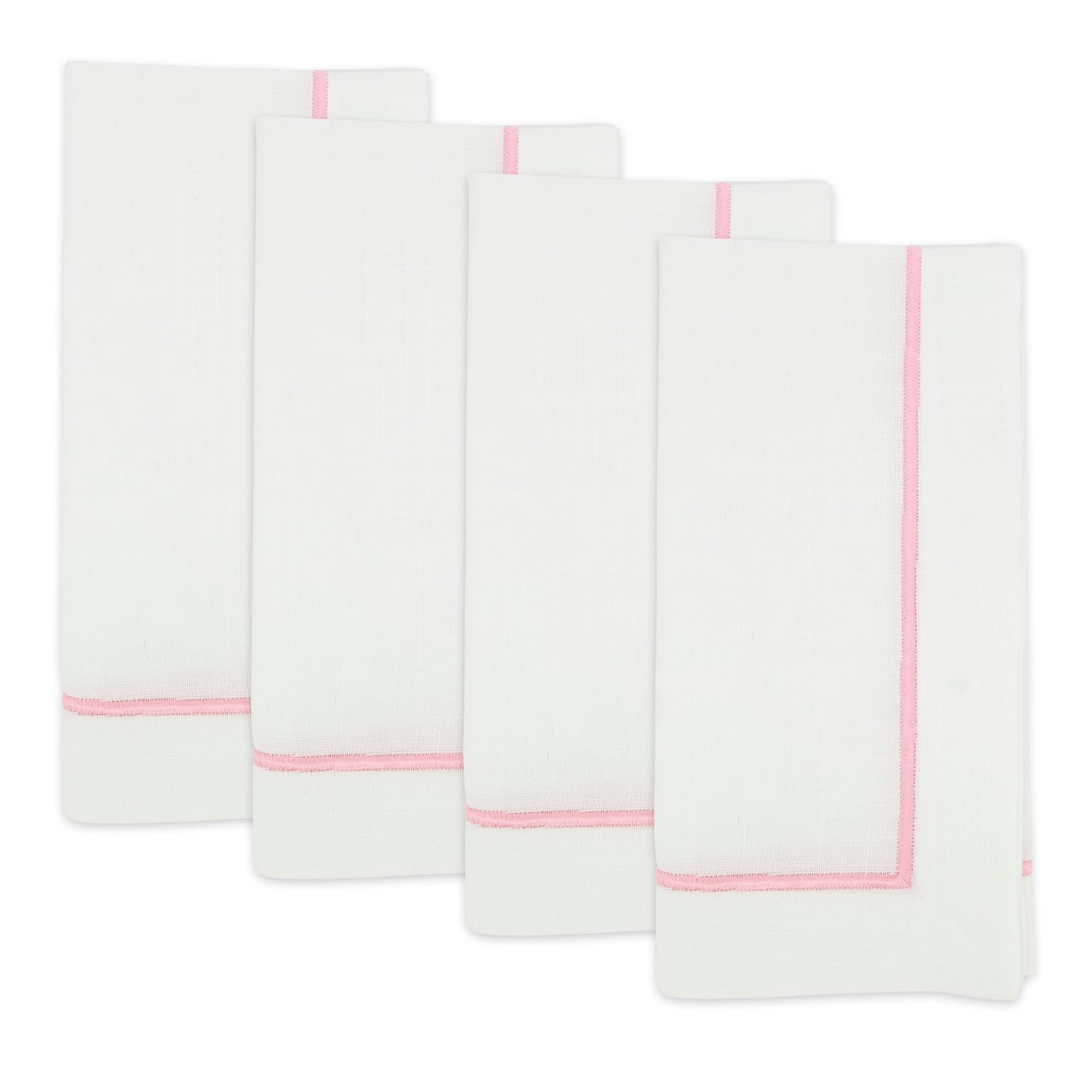 Pink Embroidered Line Design Napkins 100% Polyester, 20 Inch Square (4 pcs.)