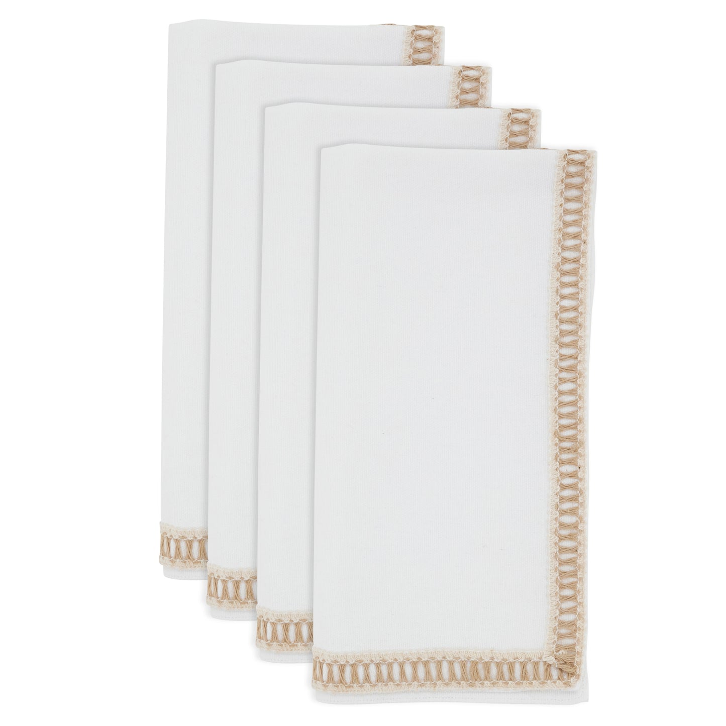 Ivory Jute Border Napkins 100% cotton, 20 Inch Square (4 pcs.)