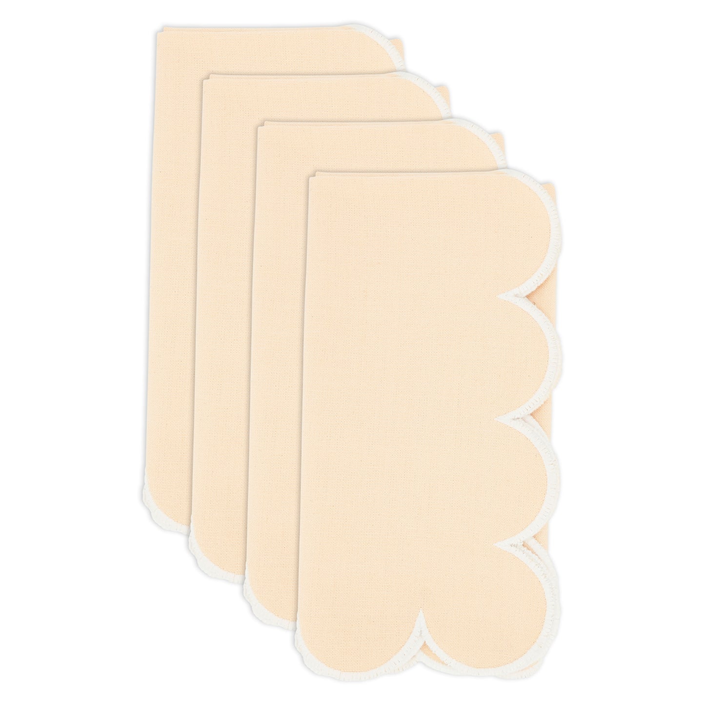 Blush Scalloped Napkins 100% cotton, 20 Inch Square (4 pcs.)