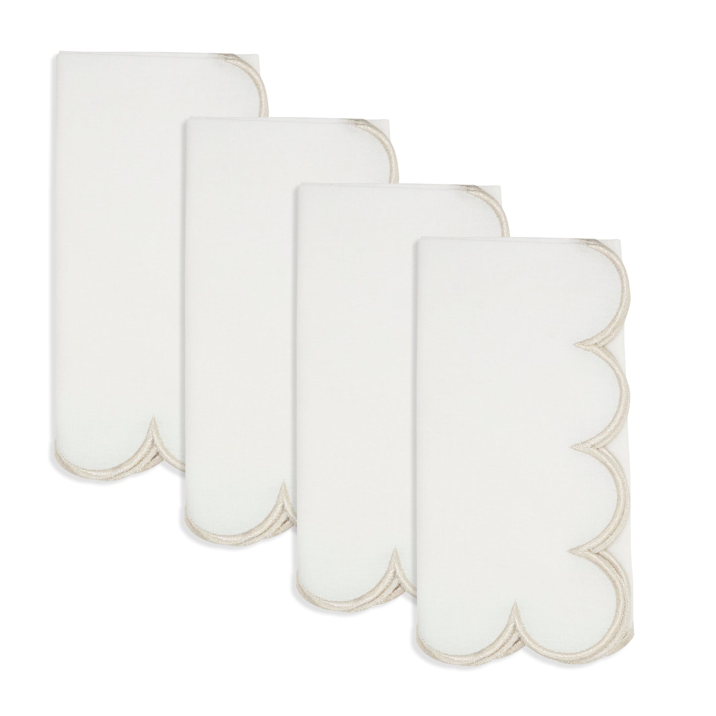 Champagne Scalloped Napkins 100% cotton, 20 Inch Square (4 pcs.)
