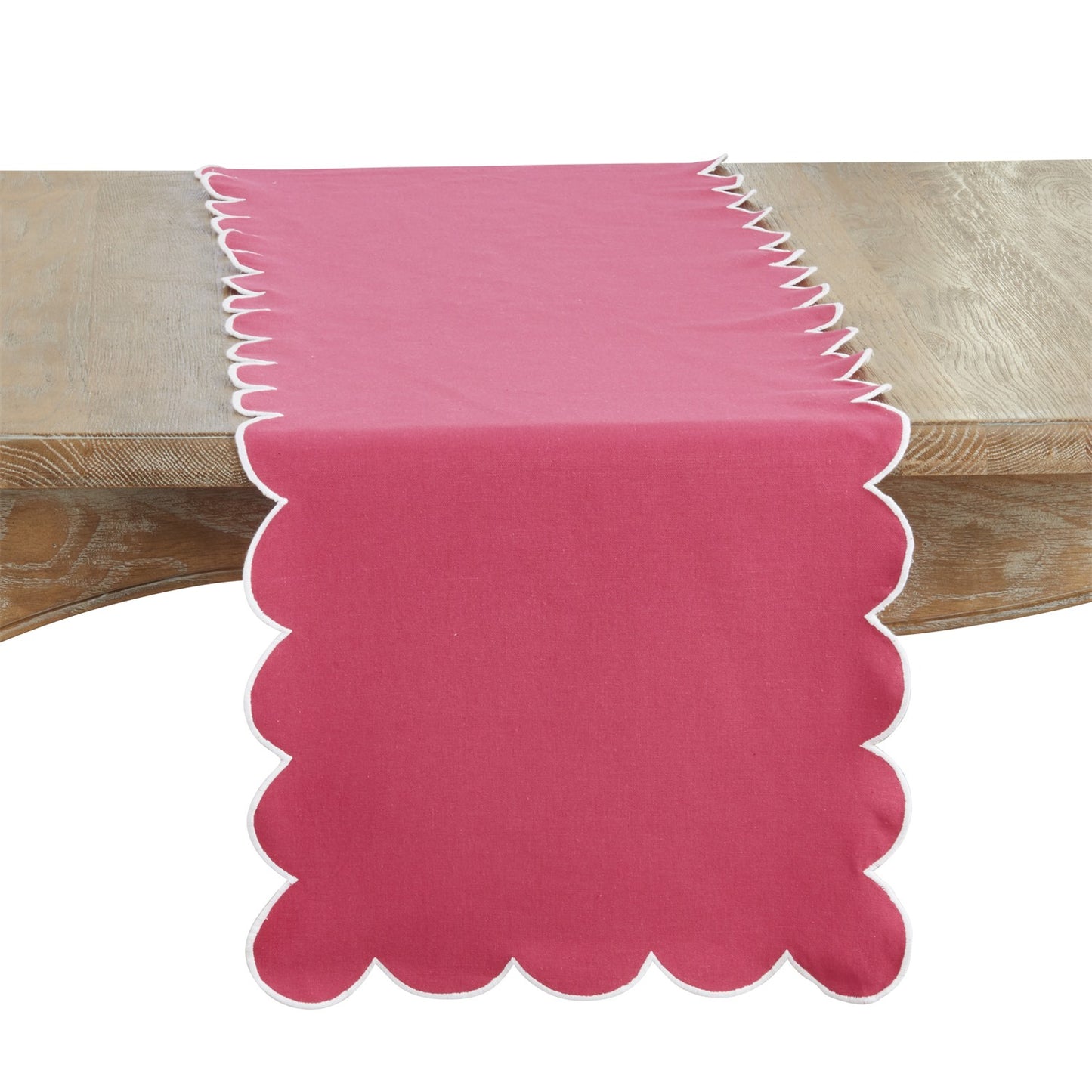 Everyday / All Season Fuchsia Scalloped Table Runner, 100% cotton