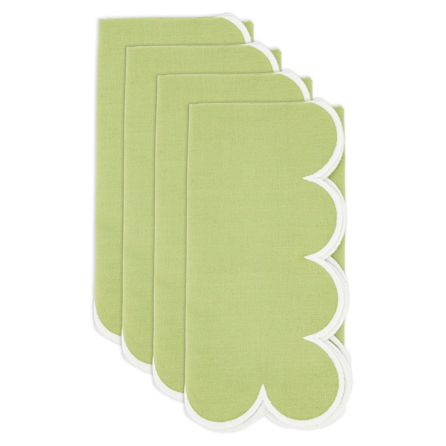 Kiwi Scalloped Napkins 100% cotton, 20 Inch Square (4 pcs.)