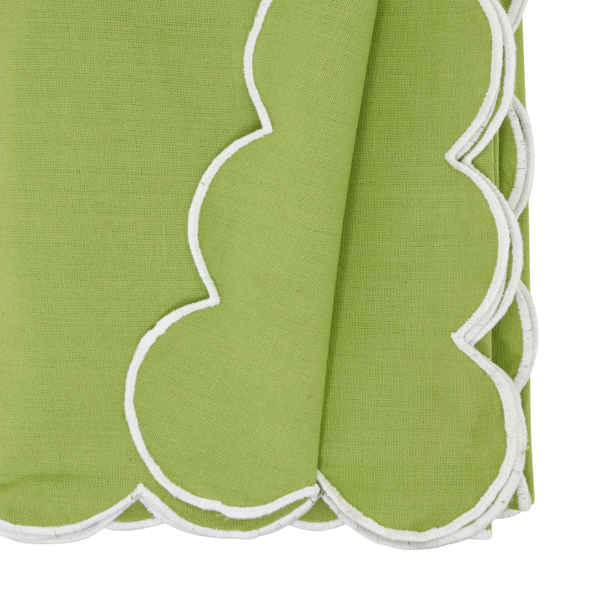 Kiwi Green Scalloped Tablecloth 100% cotton