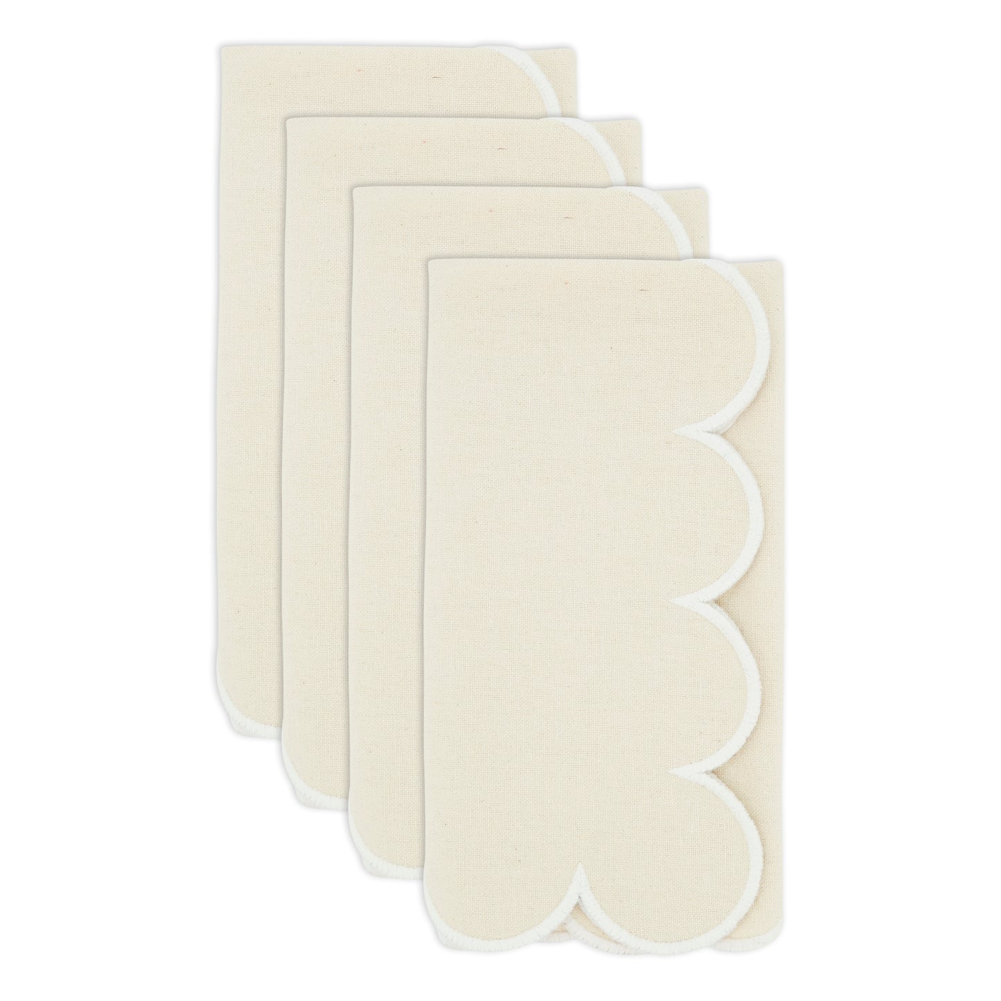 Natural Scalloped Napkins 100% cotton, 20 Inch Square (4 pcs.)