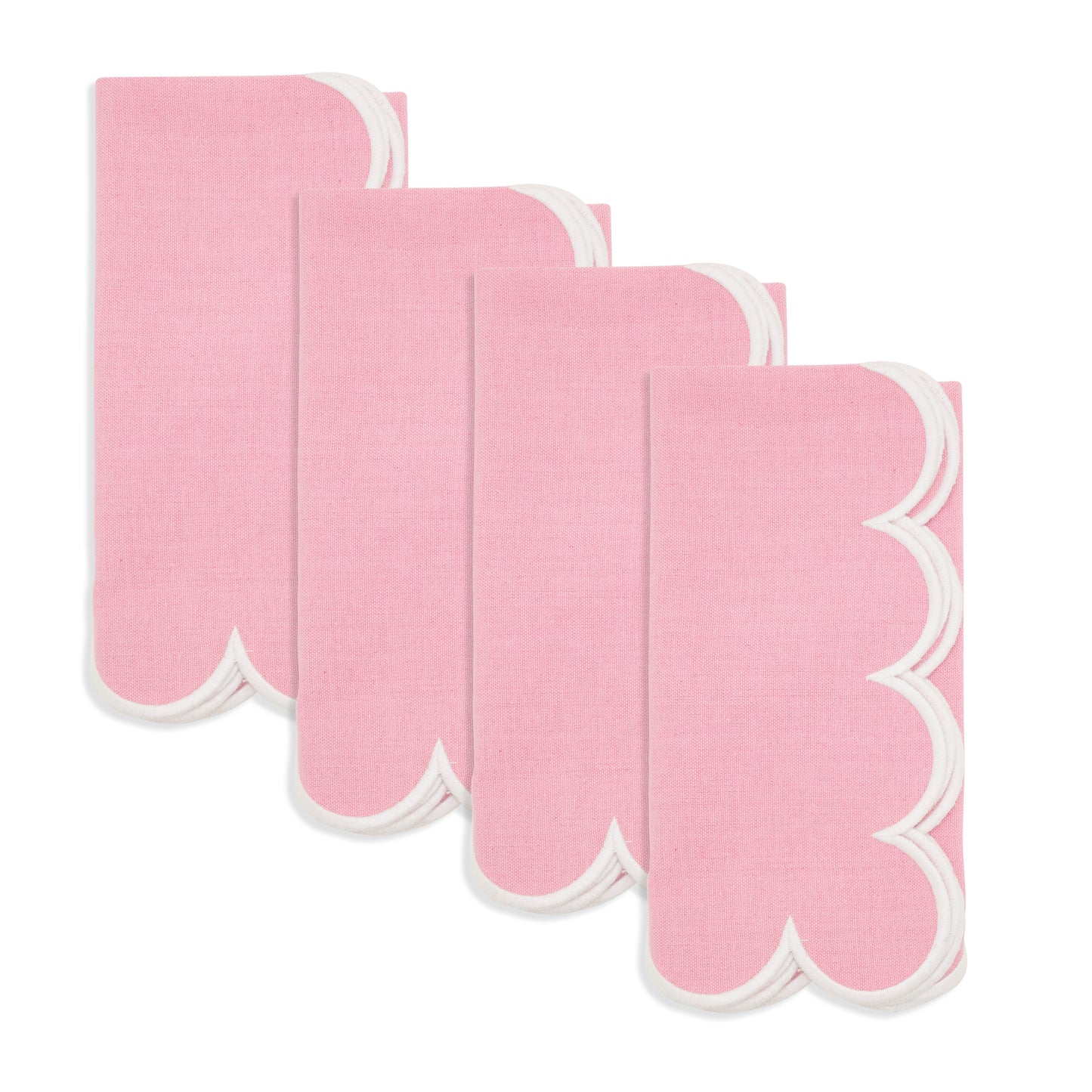 Pink Scalloped Napkins 100% cotton, 20 Inch Square (4 pcs.)