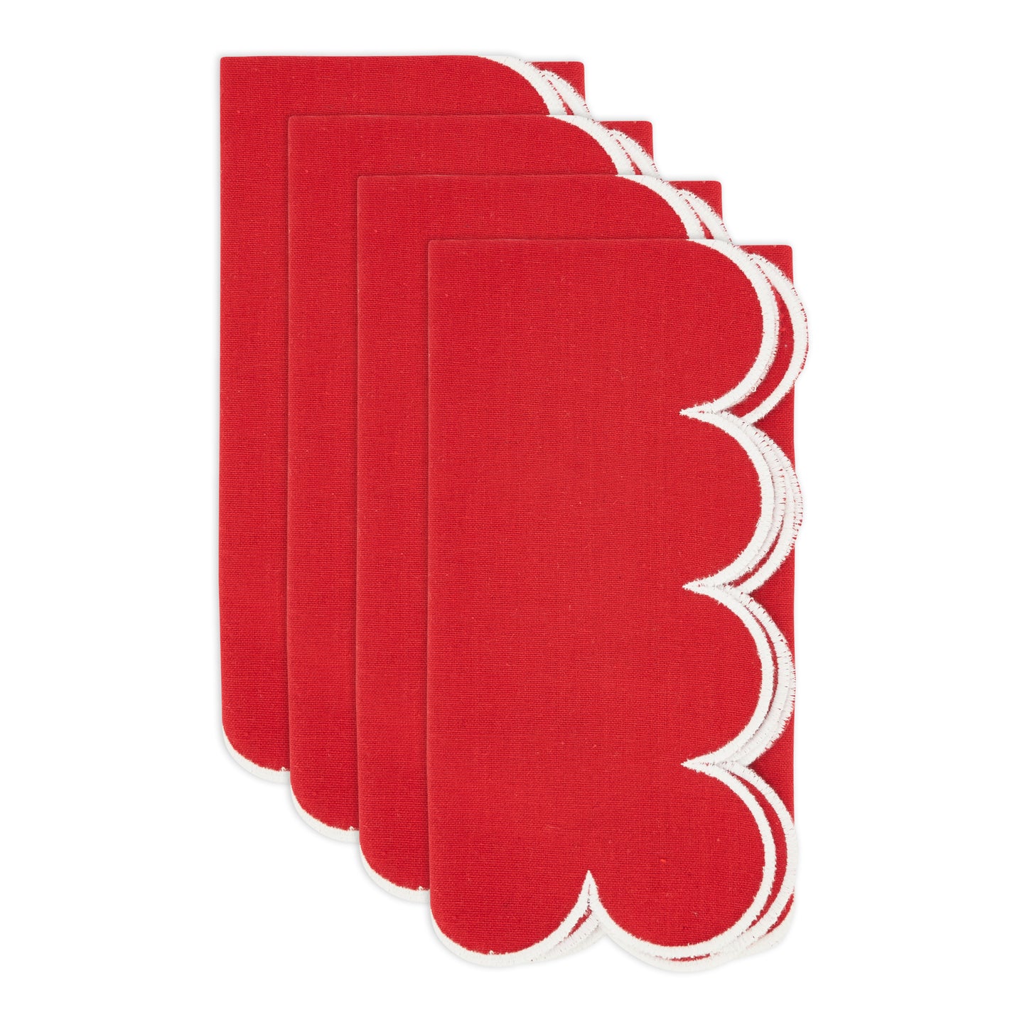 Red Scalloped Napkins 100% cotton, 20 Inch Square (4 pcs.)