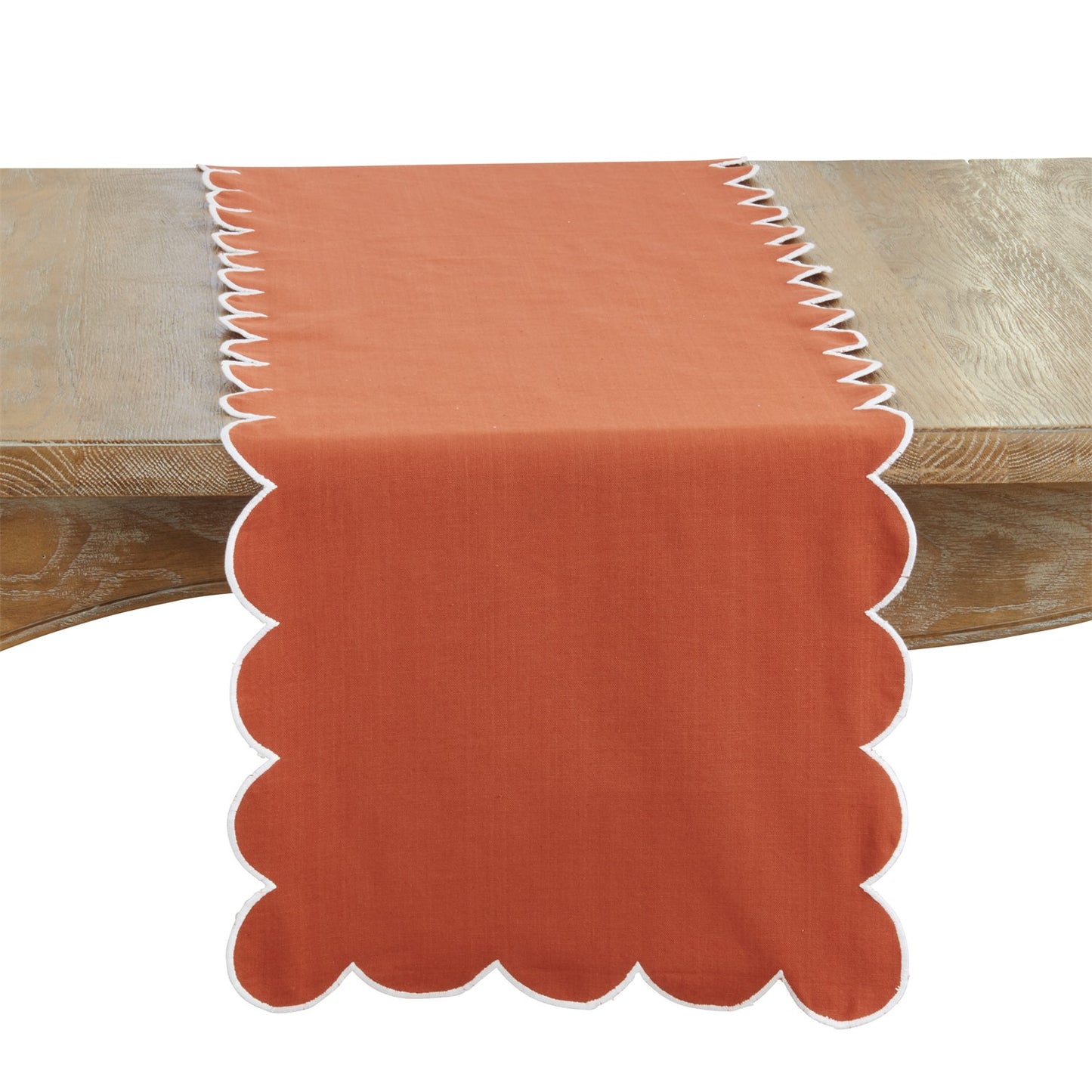 Everyday / All Season Rust Scalloped Table Runner, 100% cotton