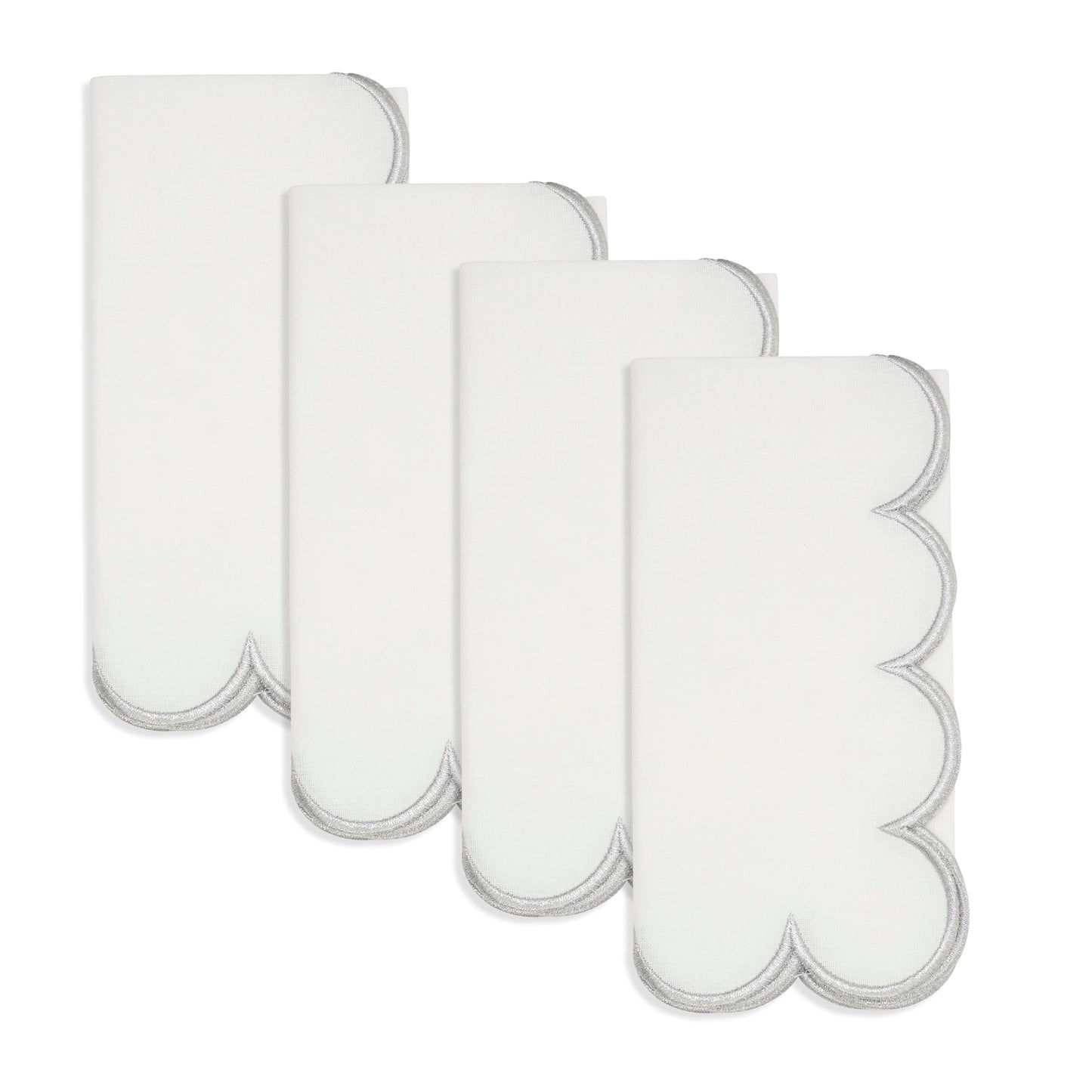 Silver Scalloped Napkins 100% cotton, 20 Inch Square (4 pcs.)