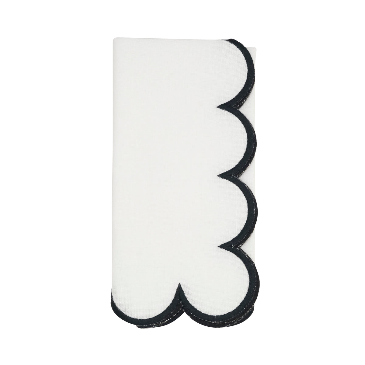 White/Black Scalloped Napkins 100% cotton, 20 Inch Square (4 pcs.)