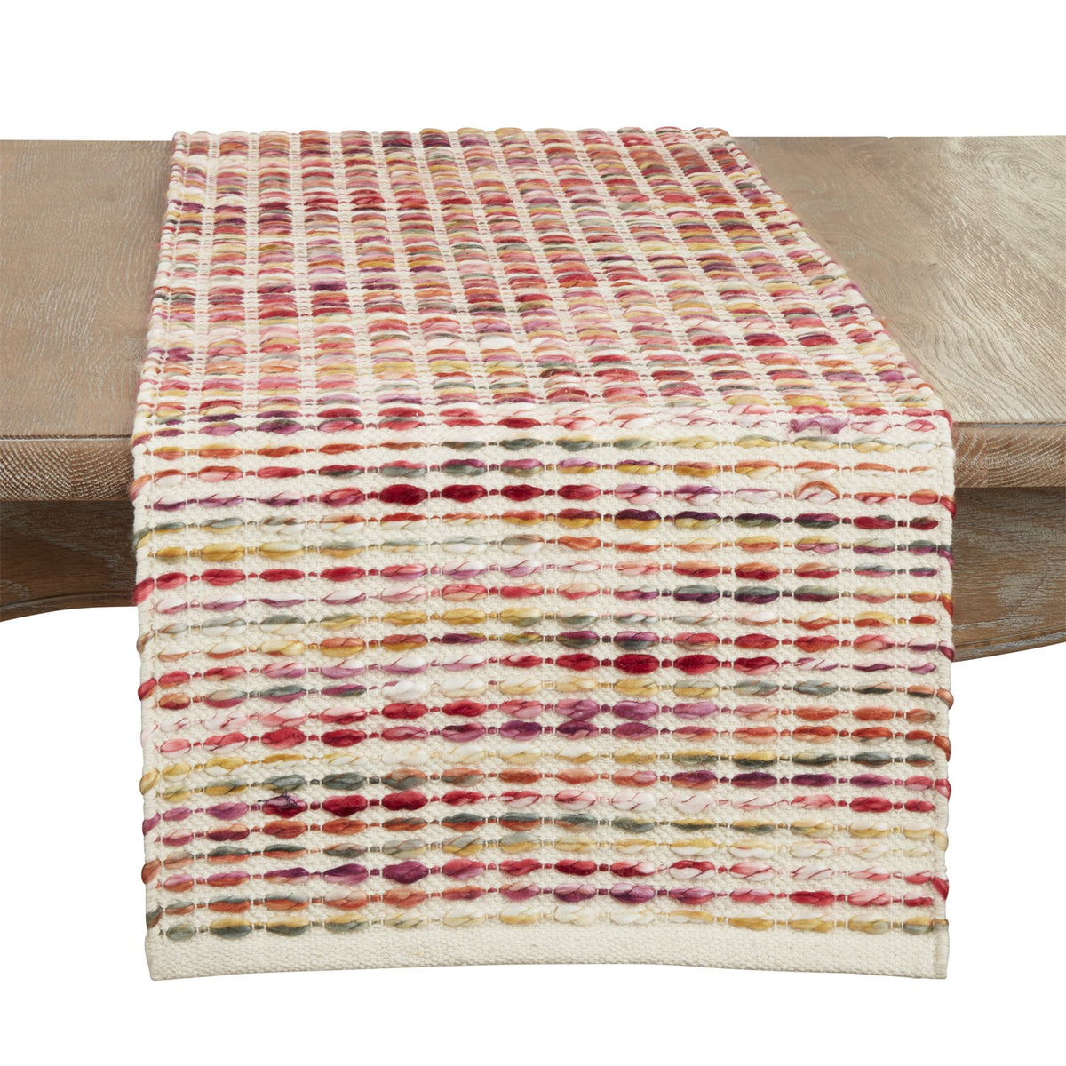 Everyday / All Season Multi Rainbow Woven Stripe Table Runner, cotton - acrylic