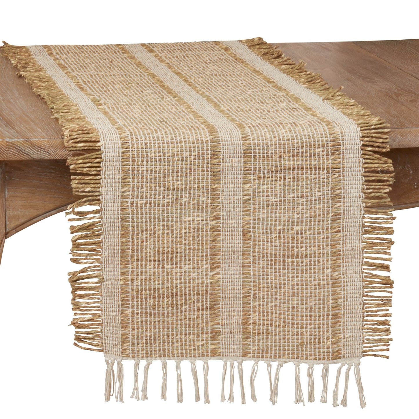 Everyday / All Season Natural Beige Asiatic Grass Table Runner, 85% Asiatic Grass - 15% cotton