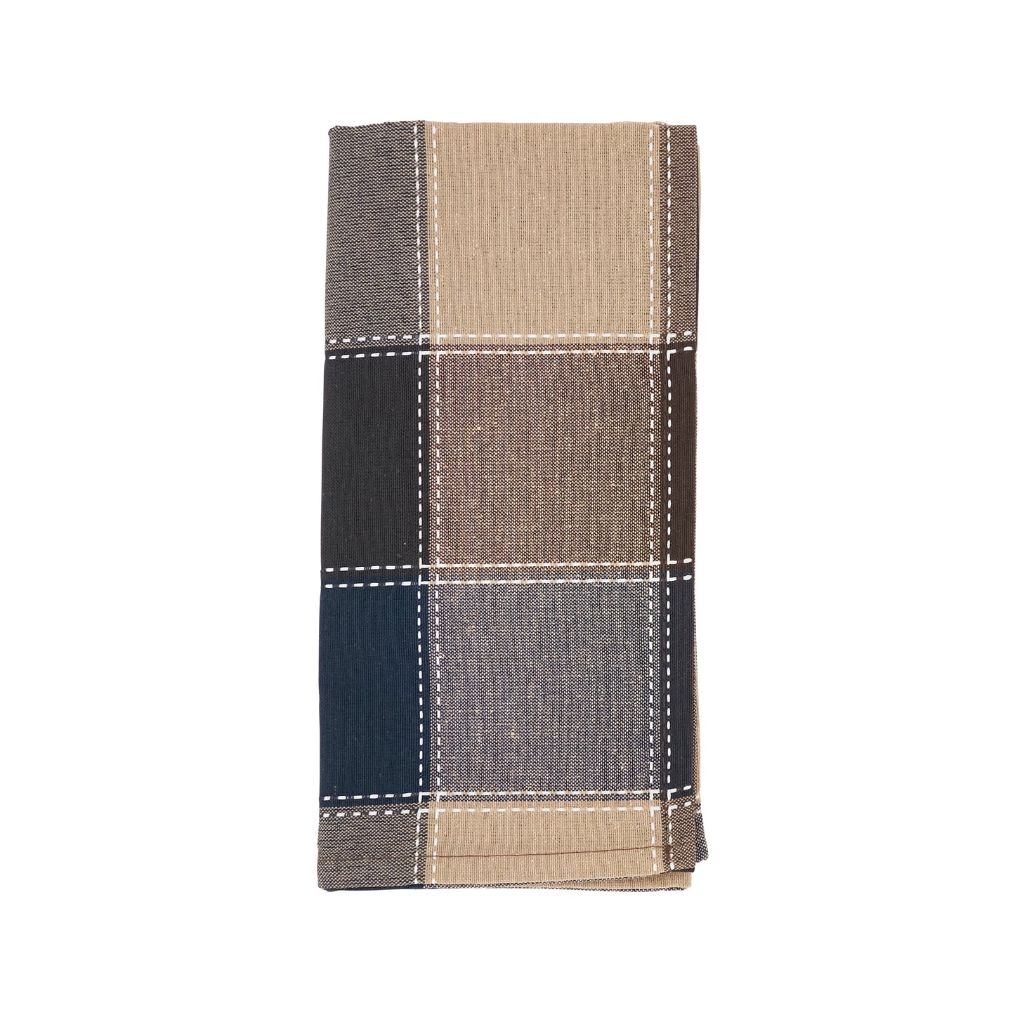 Brown Stitched Plaid Napkins 55% cotton - 45% polyester, 20 Inch Square (4 pcs.)