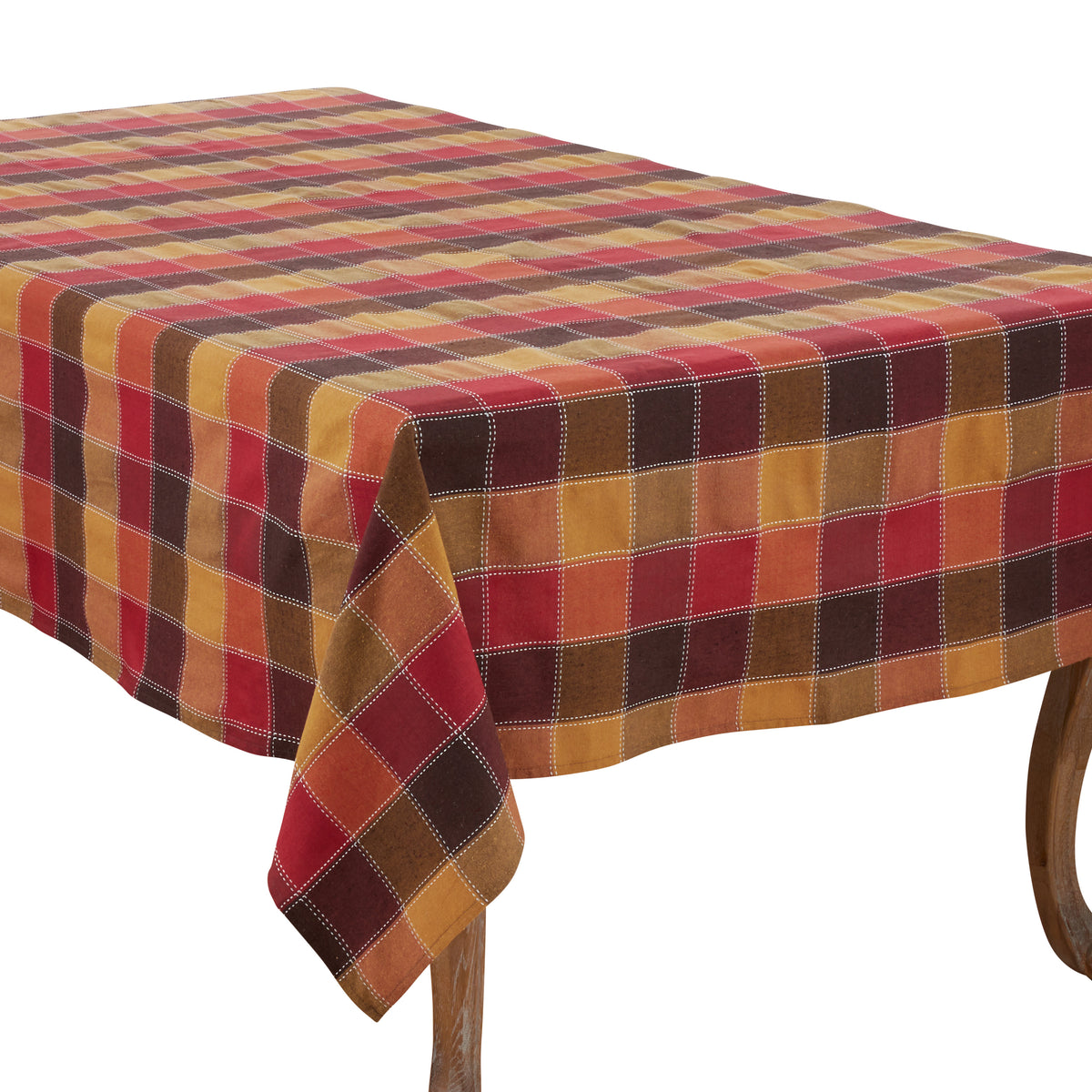 Multi Stitched Plaid Tablecloth 55% cotton - 45% polyester