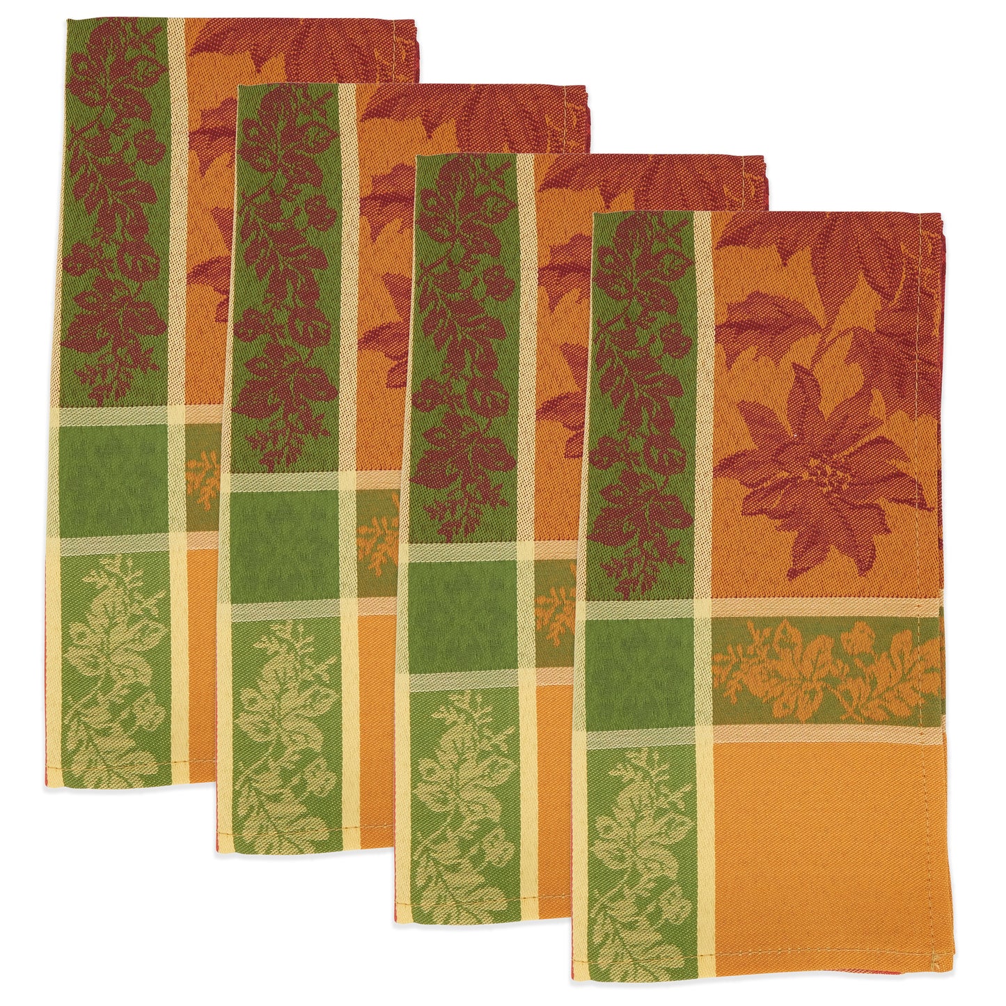 Orange Jacquard Fall Leaves Napkins 100% Polyester, 20 Inch Square (4 pcs.)