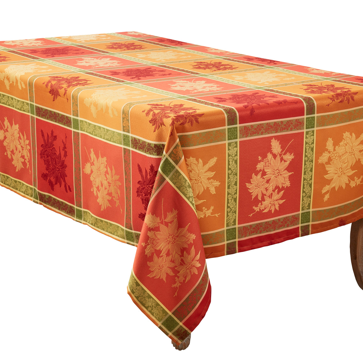 Orange Jacquard Fall Leaves Tablecloth 100% polyester