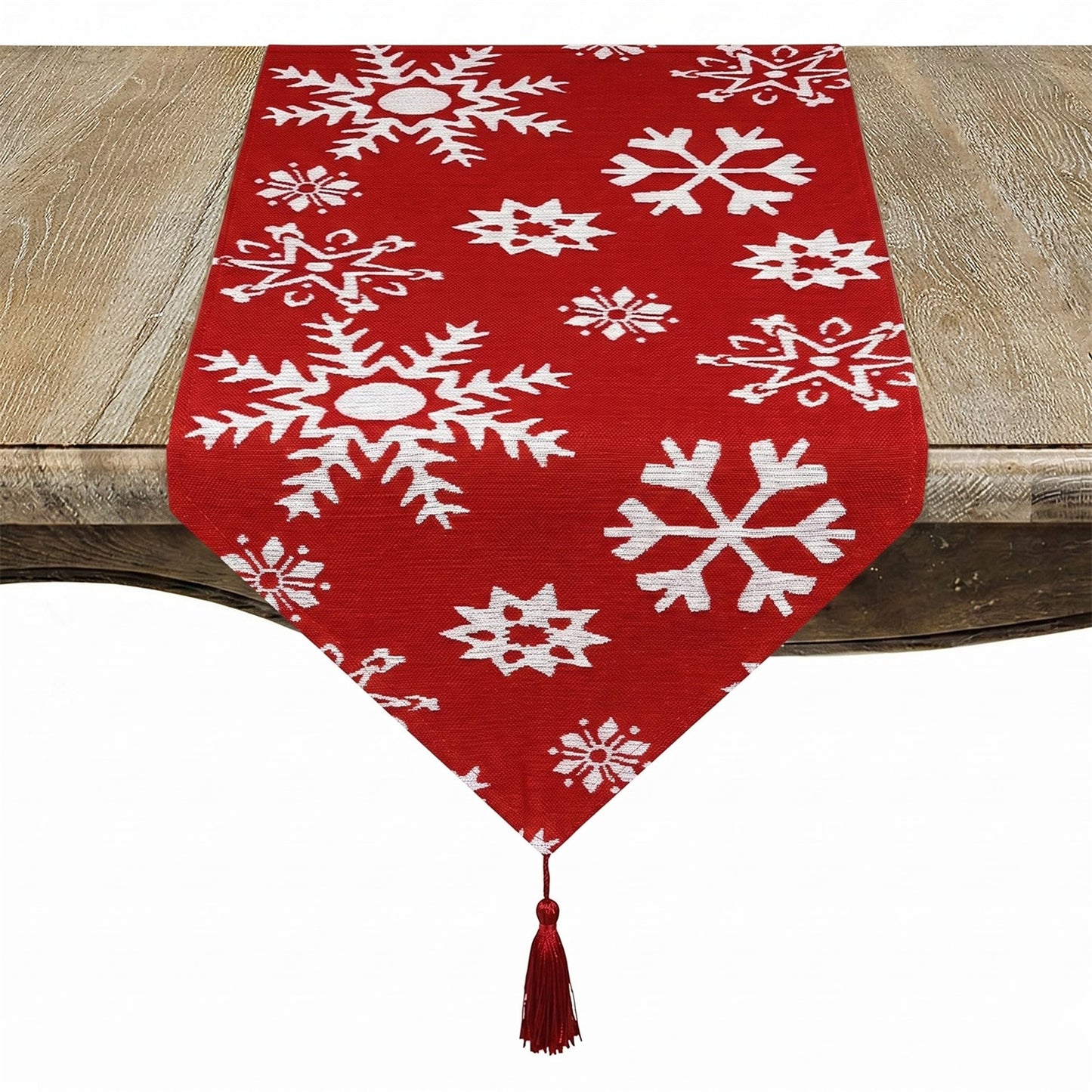 Christmas Red Snowflakes Table Runner, 100% polyester