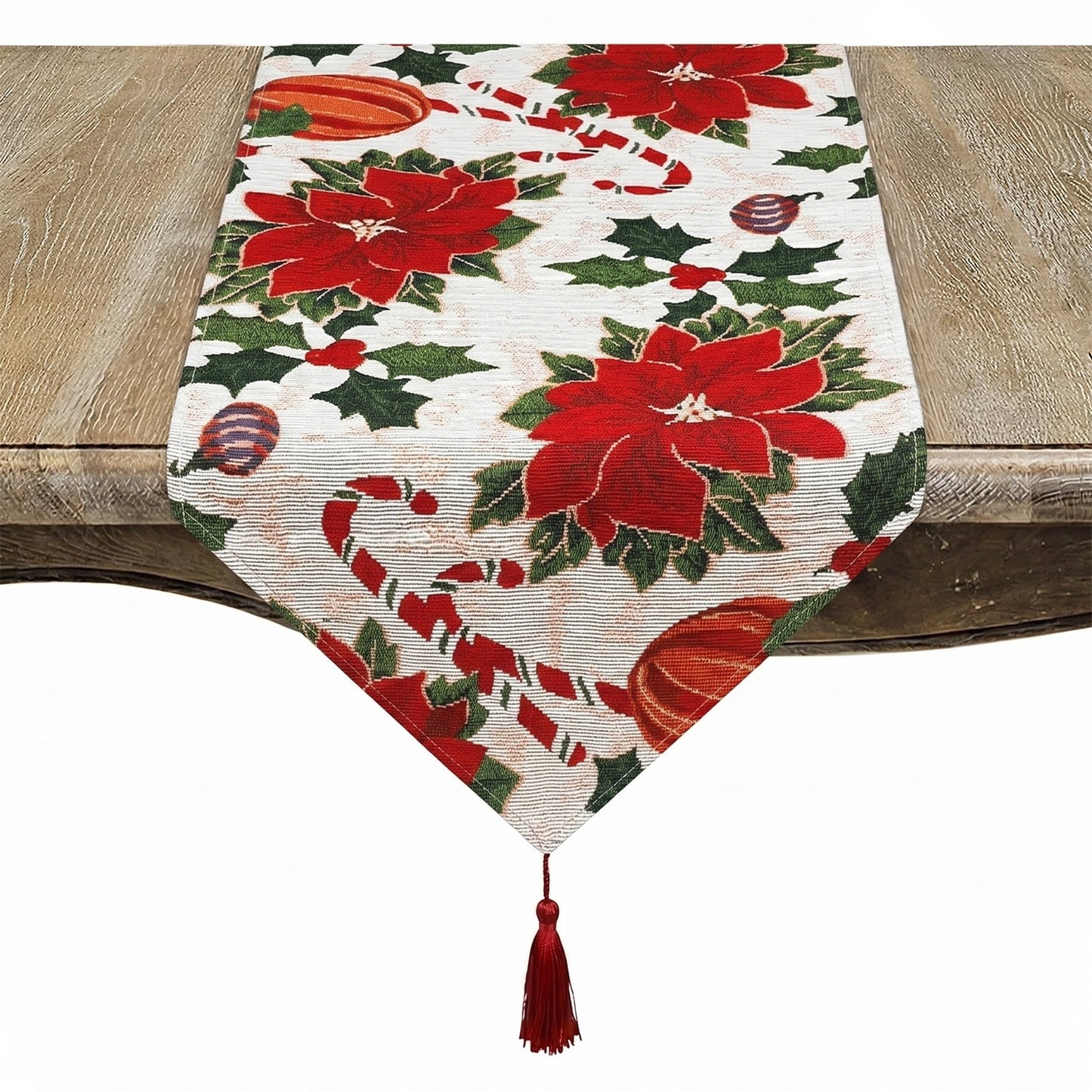 Christmas Multi Poinsettia Table Runner, 100% polyester