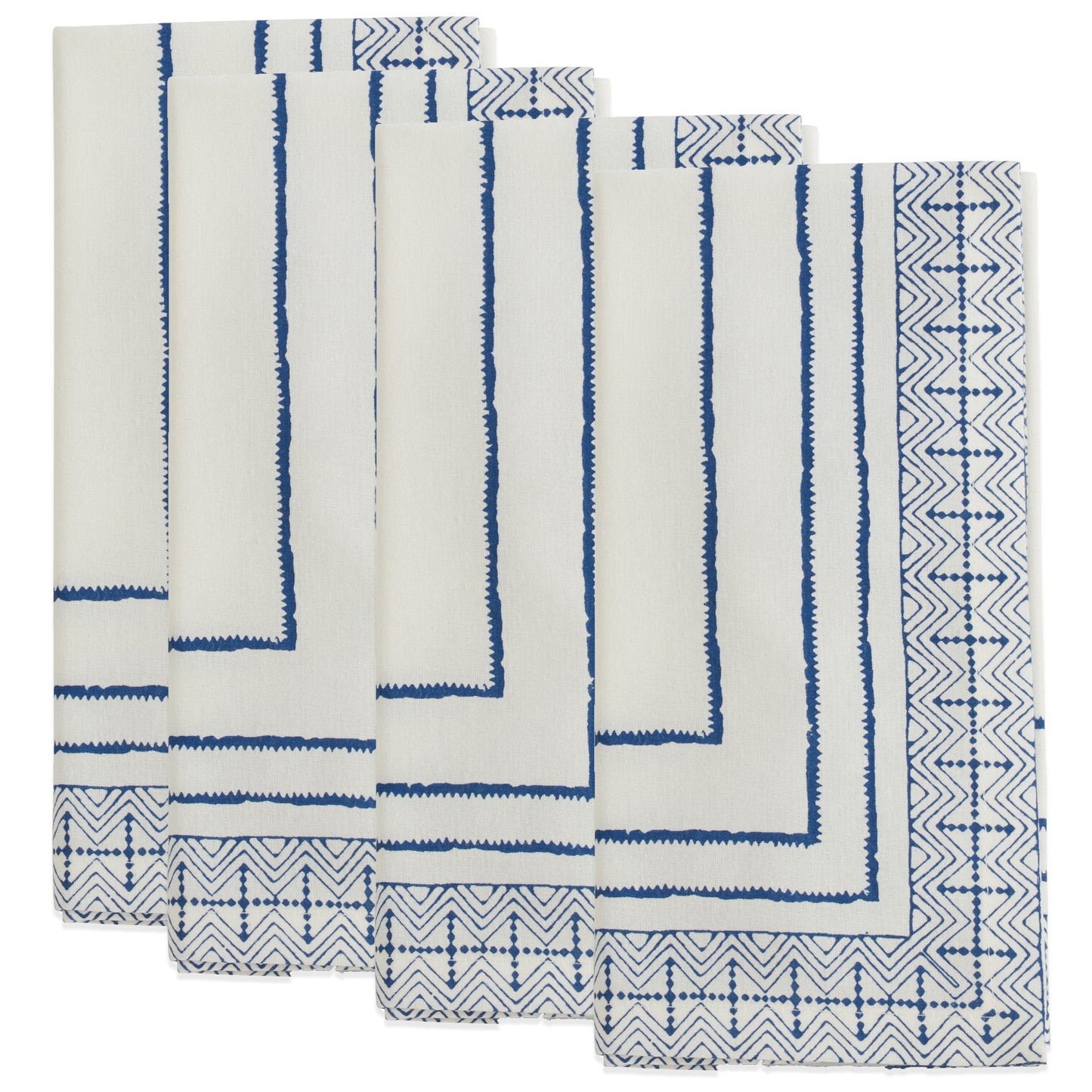 Indigo Blue Hand Block Print Napkins 100% cotton, 20 Inch Square (4 pcs.)