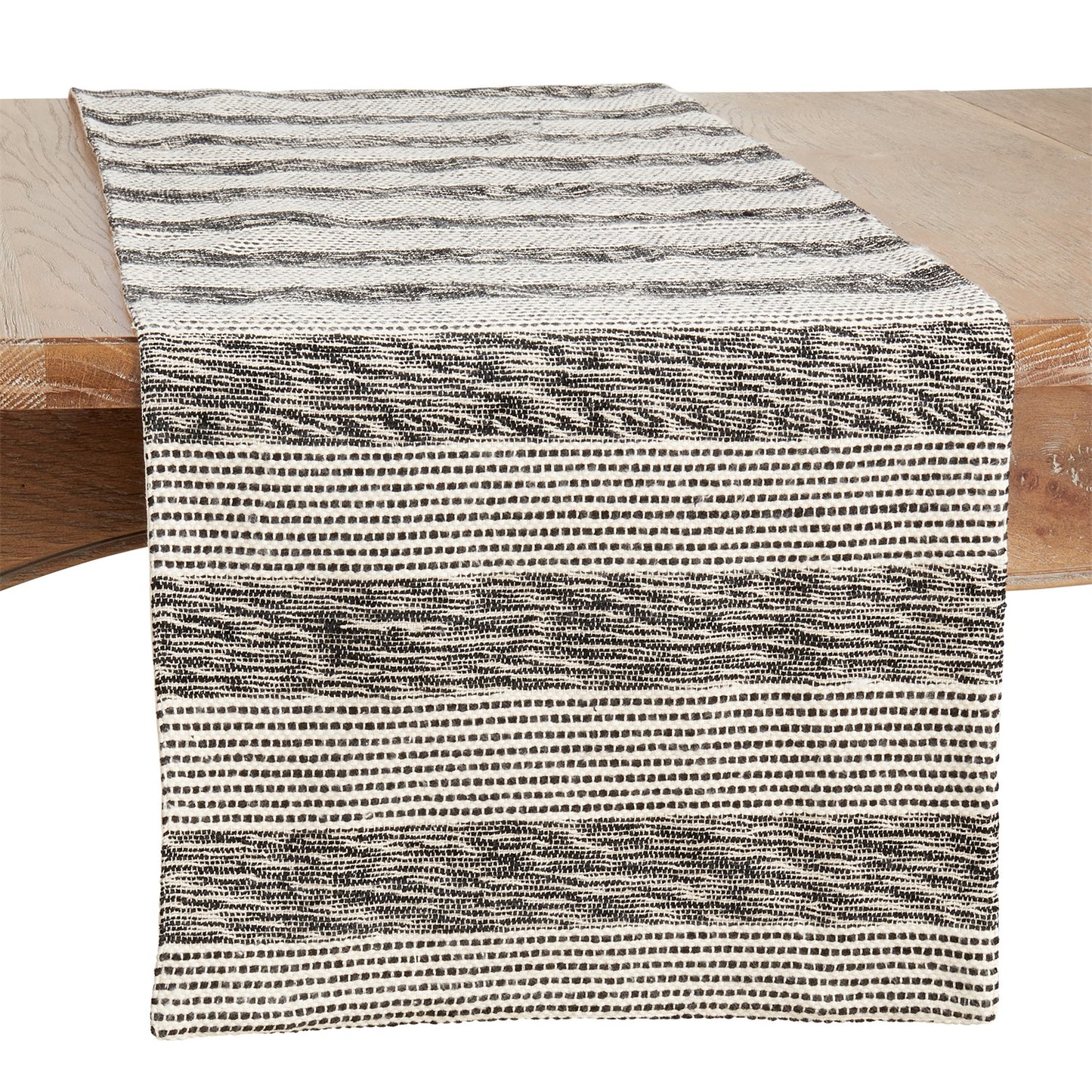 Everyday / All Season Black/White Striped Table Runner, 100% cotton