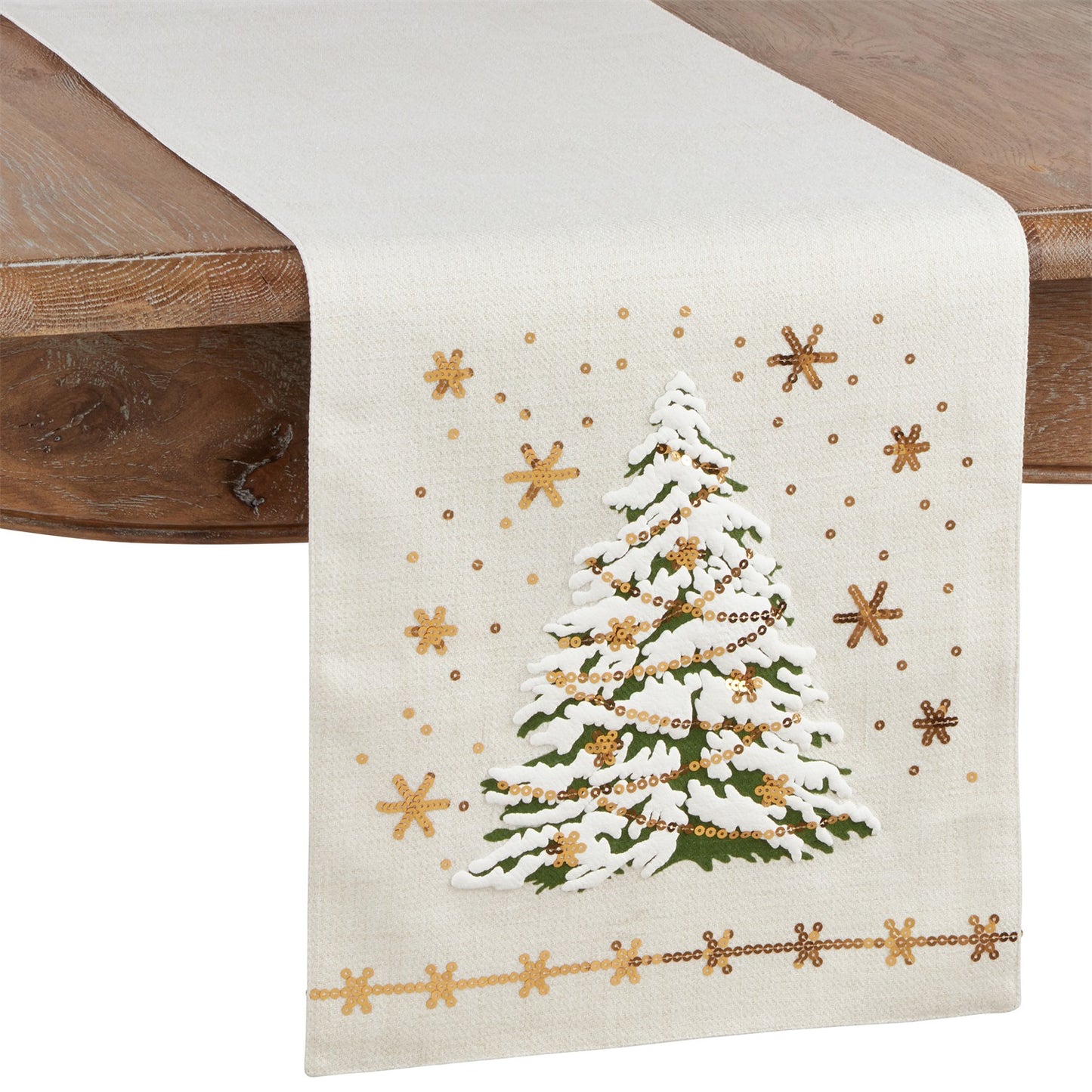 Christmas White Christmas Tree Table Runner, 100% Polyester