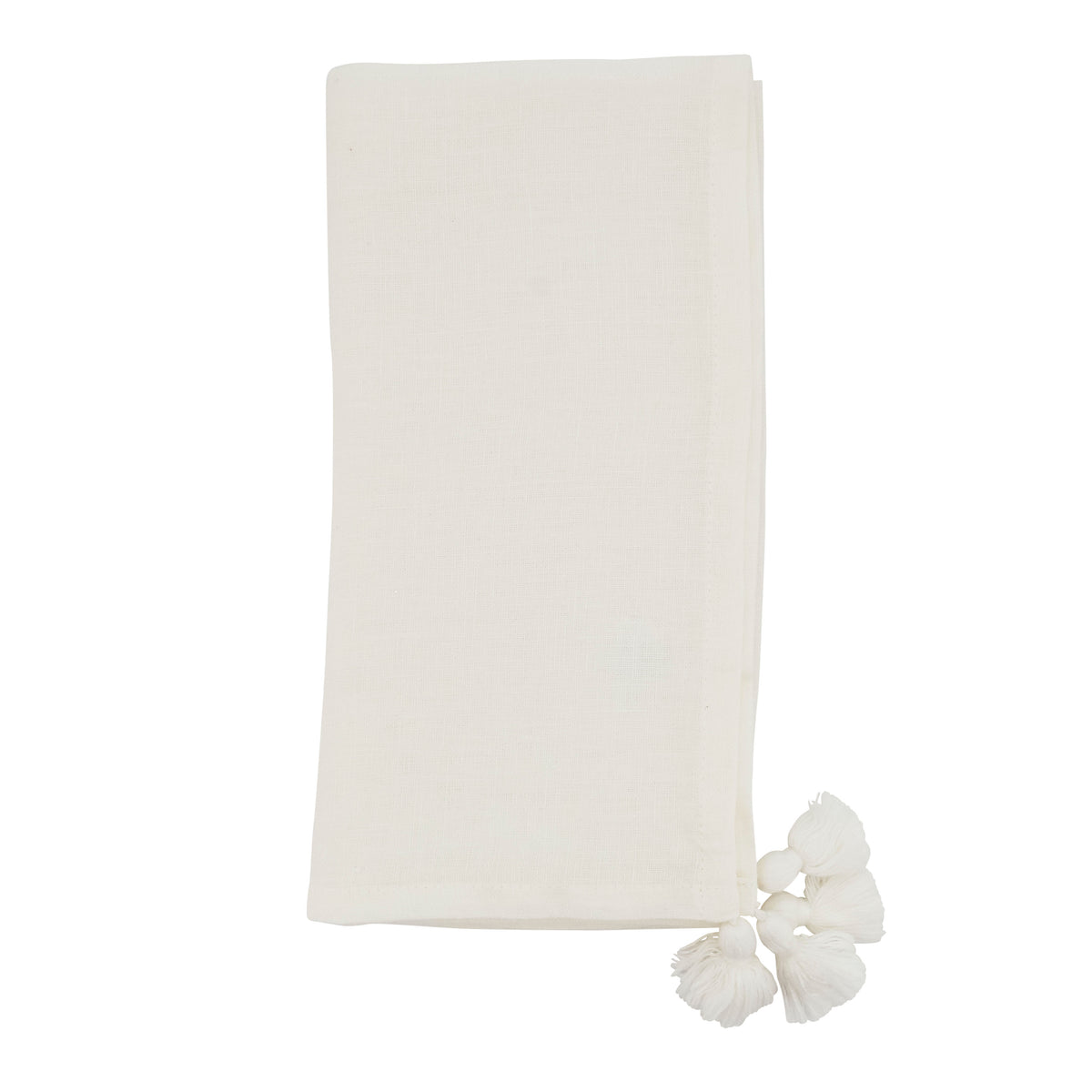 Ivory Tassel Napkins 100% linen, 20 Inch Square (4 pcs.)