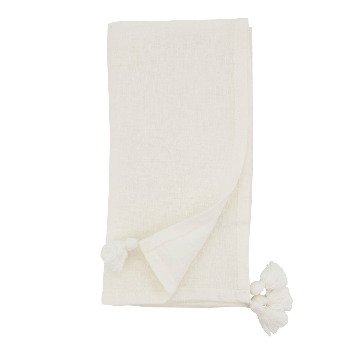 Ivory Tassel Napkins 100% linen, 20 Inch Square (4 pcs.)