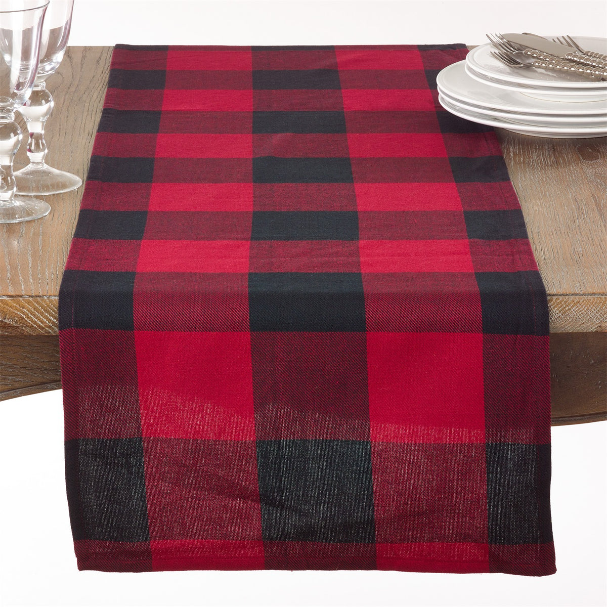 Everyday / All Season Red Buffalo Plaid Table Runner, 100% cotton