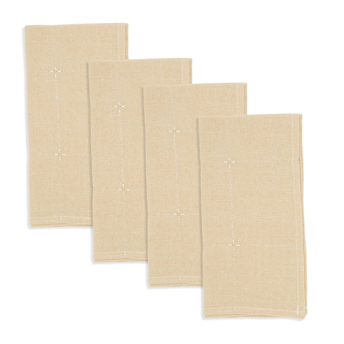 Natural Embroidered Napkins 100% Polyester, 20 Inch Square (4 pcs.)