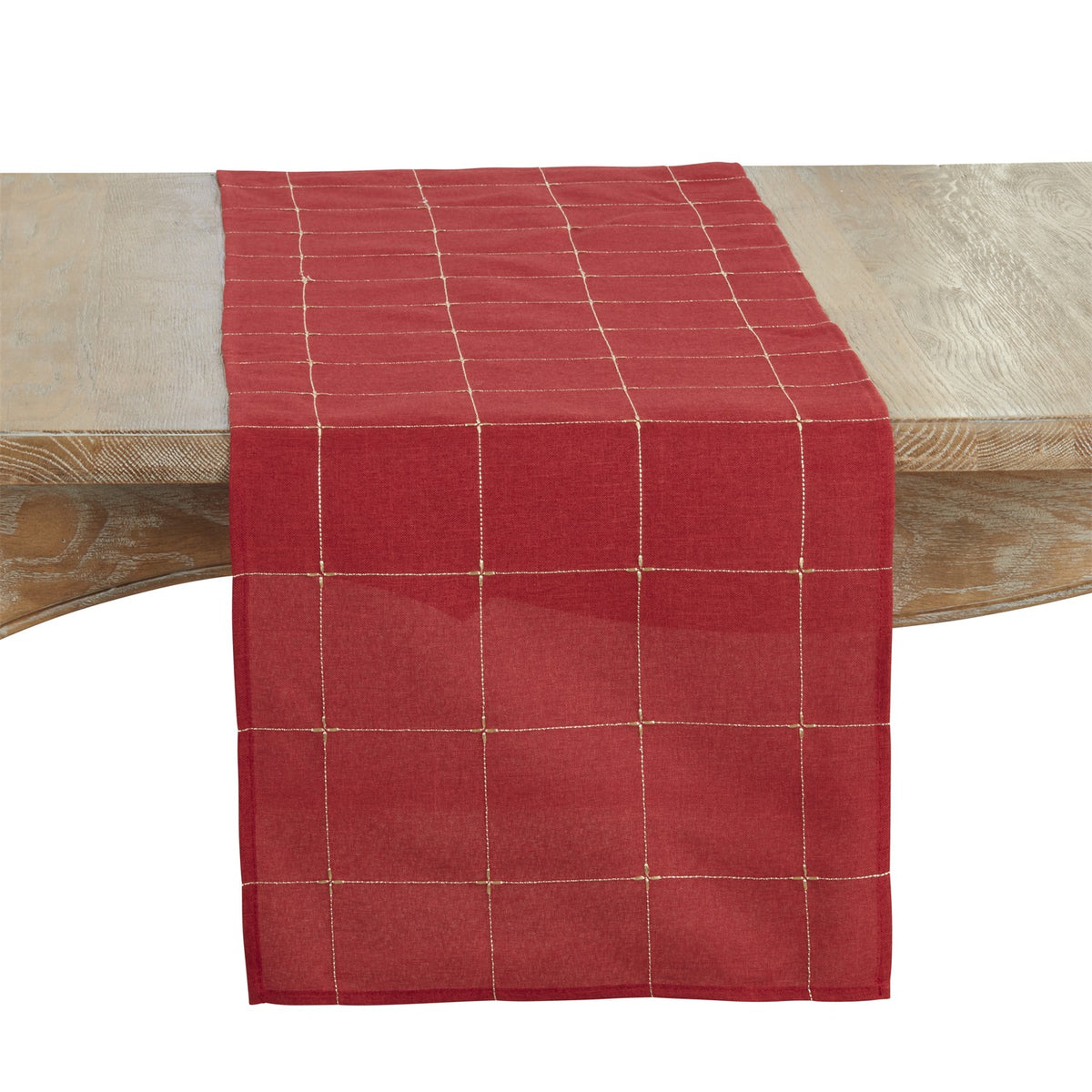 Everyday / All Season Red Embroidered Table Runner, 100% Polyester