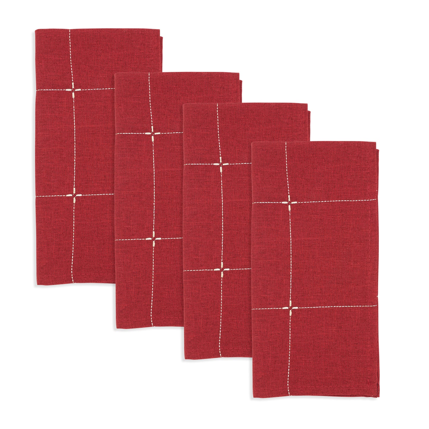 Red Embroidered Napkins 100% Polyester, 20 Inch Square (4 pcs.)